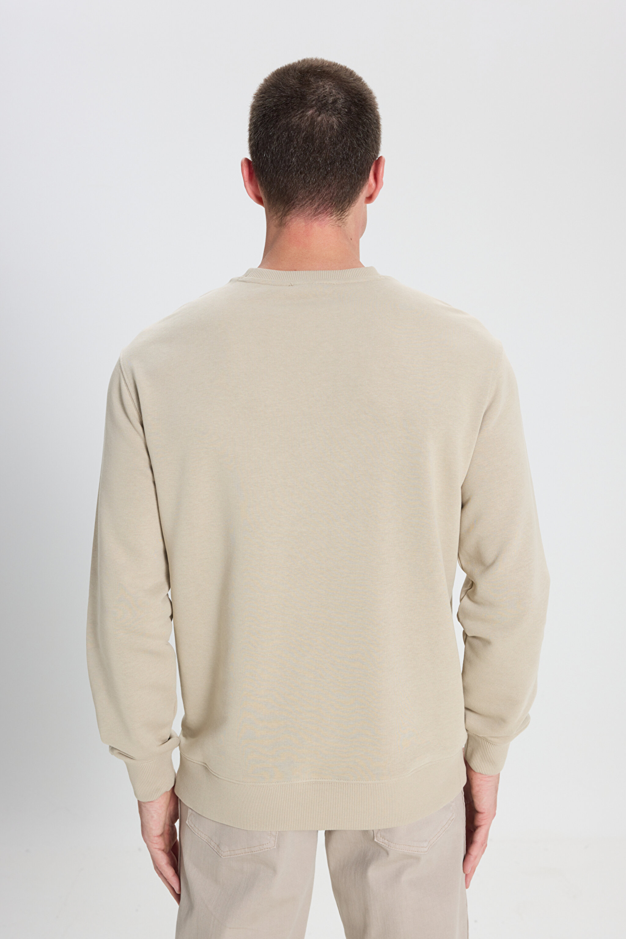 Regular Fit Normal Kesim Bisiklet Yaka Taş Rengi Sweatshirt - Stone-W242338013 (görsel 6)