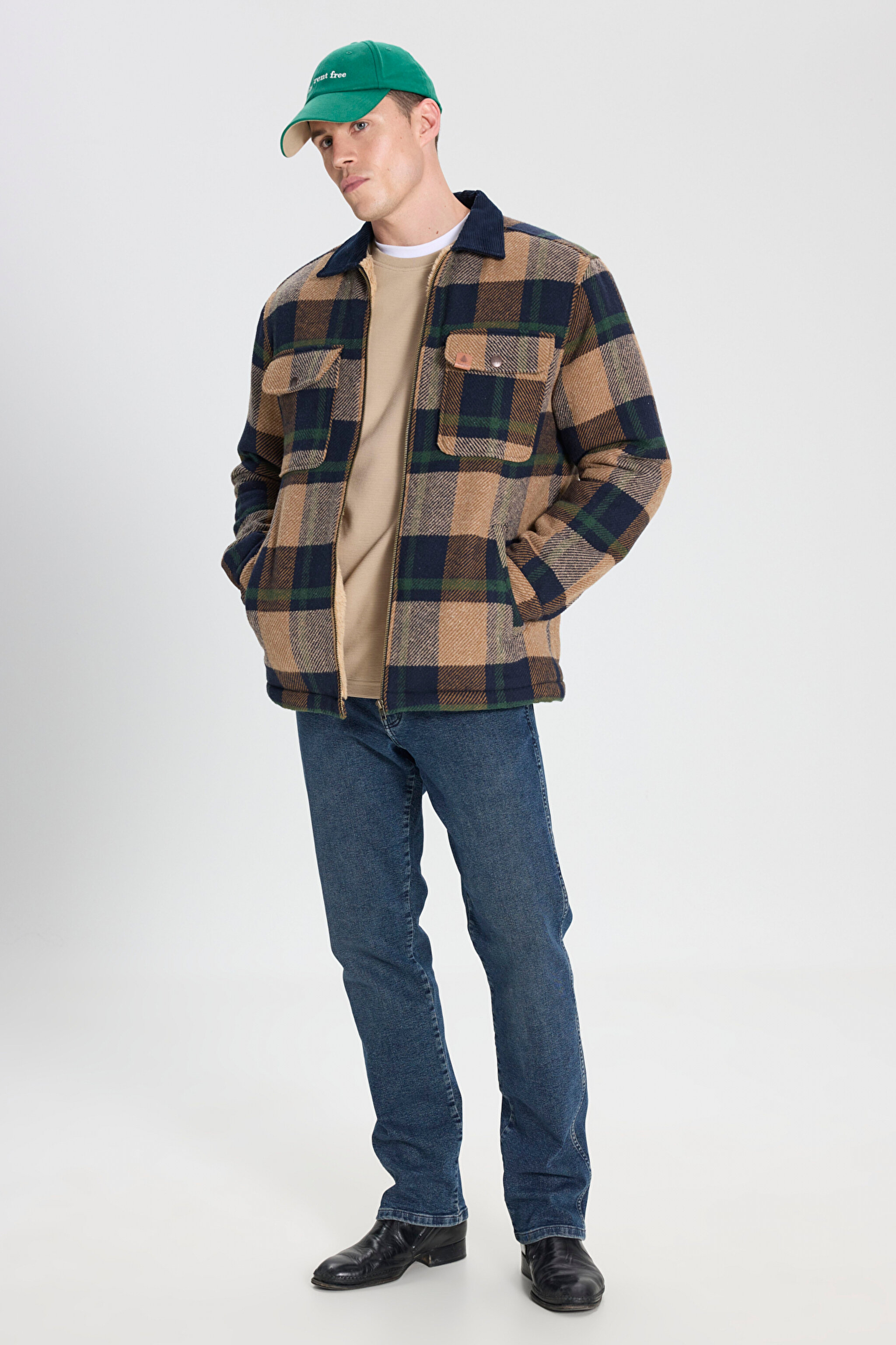 Relaxed Fit Geniş Kesim Fermuarlı Çok Renkli Ceket - Multi-W242358900 (görsel 4)
