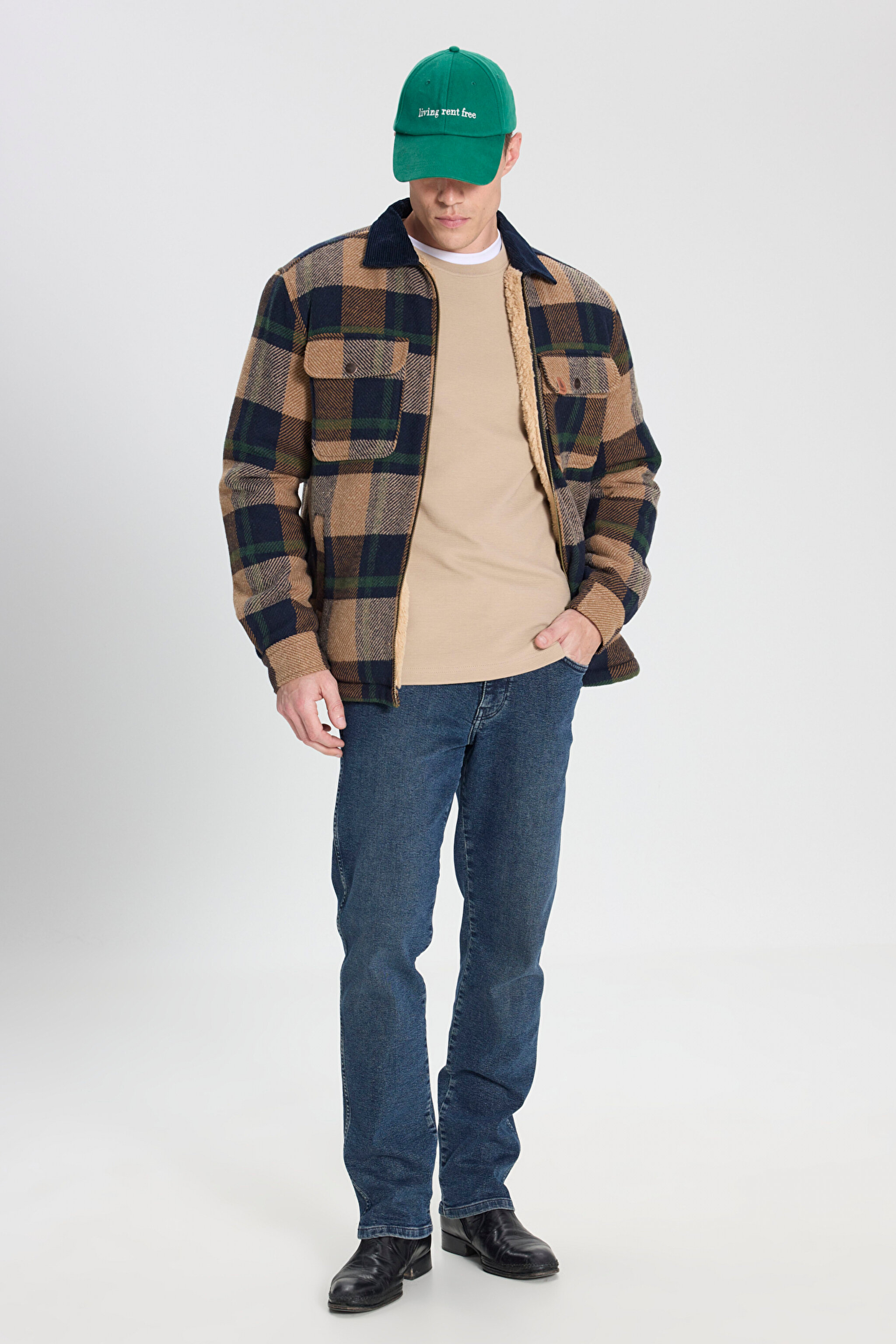 Relaxed Fit Geniş Kesim Fermuarlı Çok Renkli Ceket - Multi-W242358900 (görsel 5)