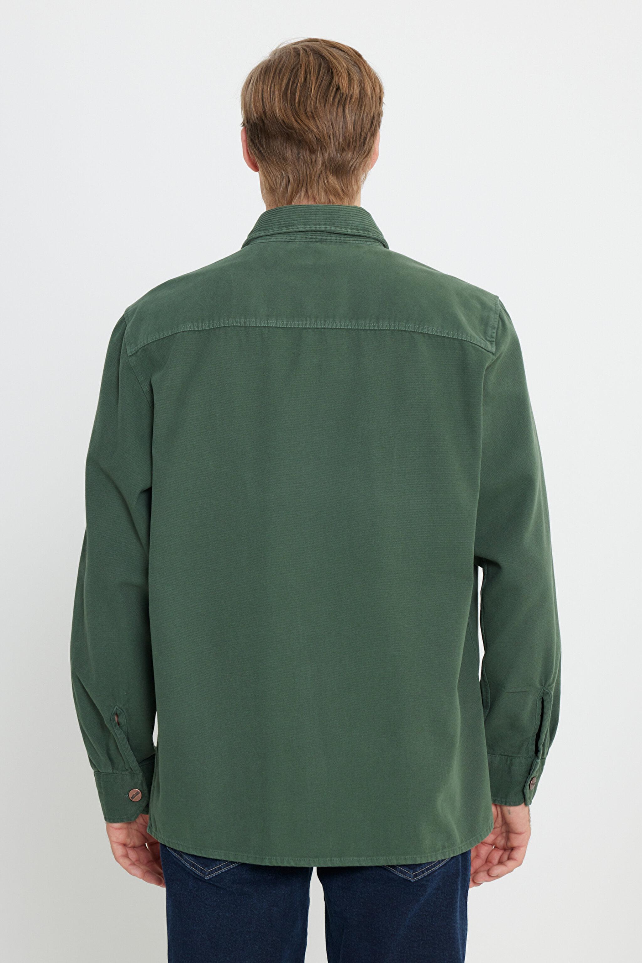 Relaxed Fit Geniş Kesim %100 Pamuk Vizon Gömlek - Vizon-W242419208 (görsel 6)