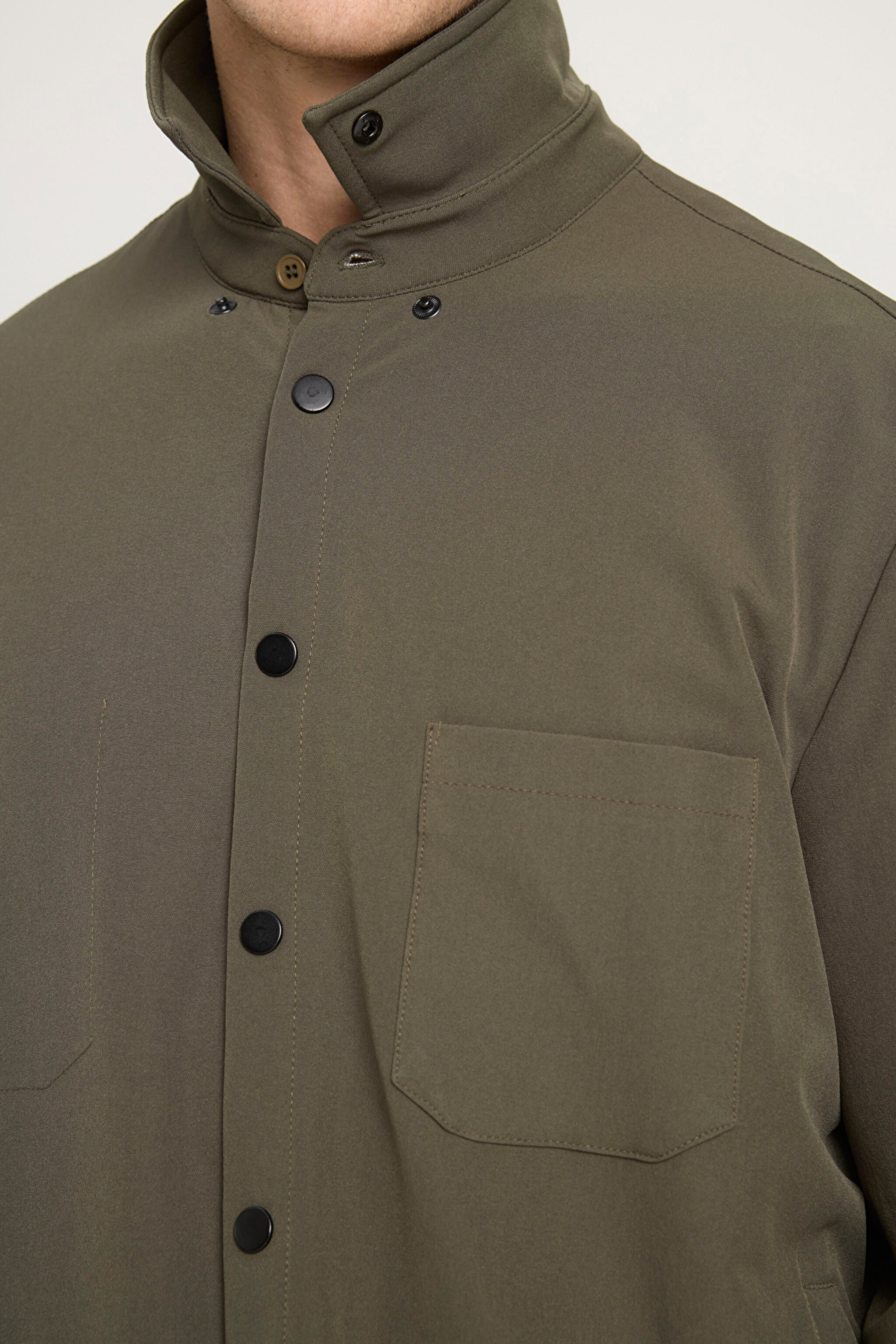 Loose Fit Rahat Kesim Haki Gömlek Ceket - Khaki-W242423801 (görsel 5)