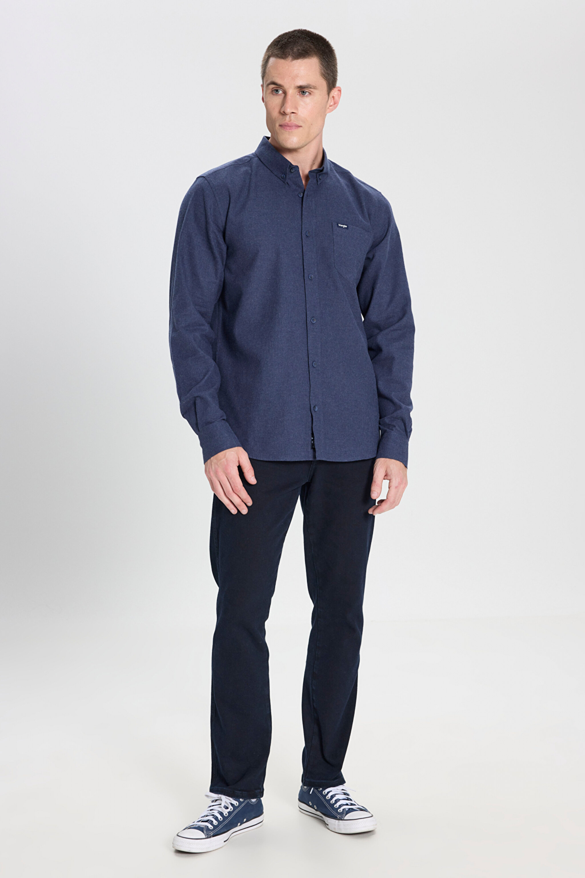 Regular Fit Normal Kesim %100 Pamuk Lacivert Gömlek - Navy-W242430410 (görsel 3)
