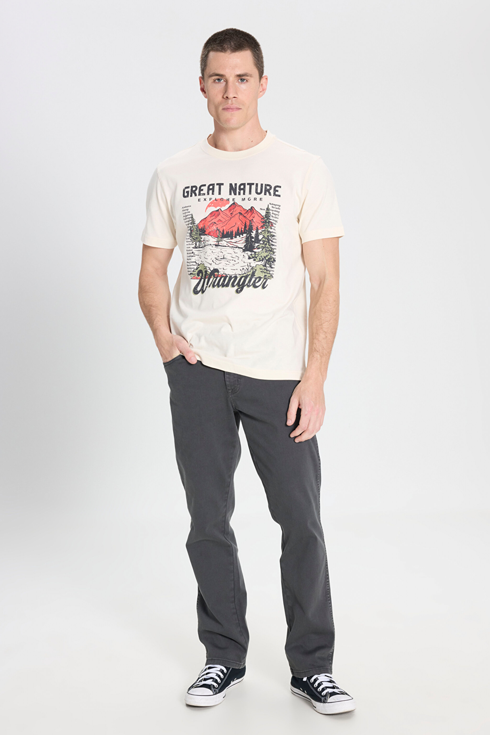 Regular Fit Normal Kesim Bisiklet Yaka %100 Pamuk Ekru Tişört - Ecru-W242437104 (görsel 3)