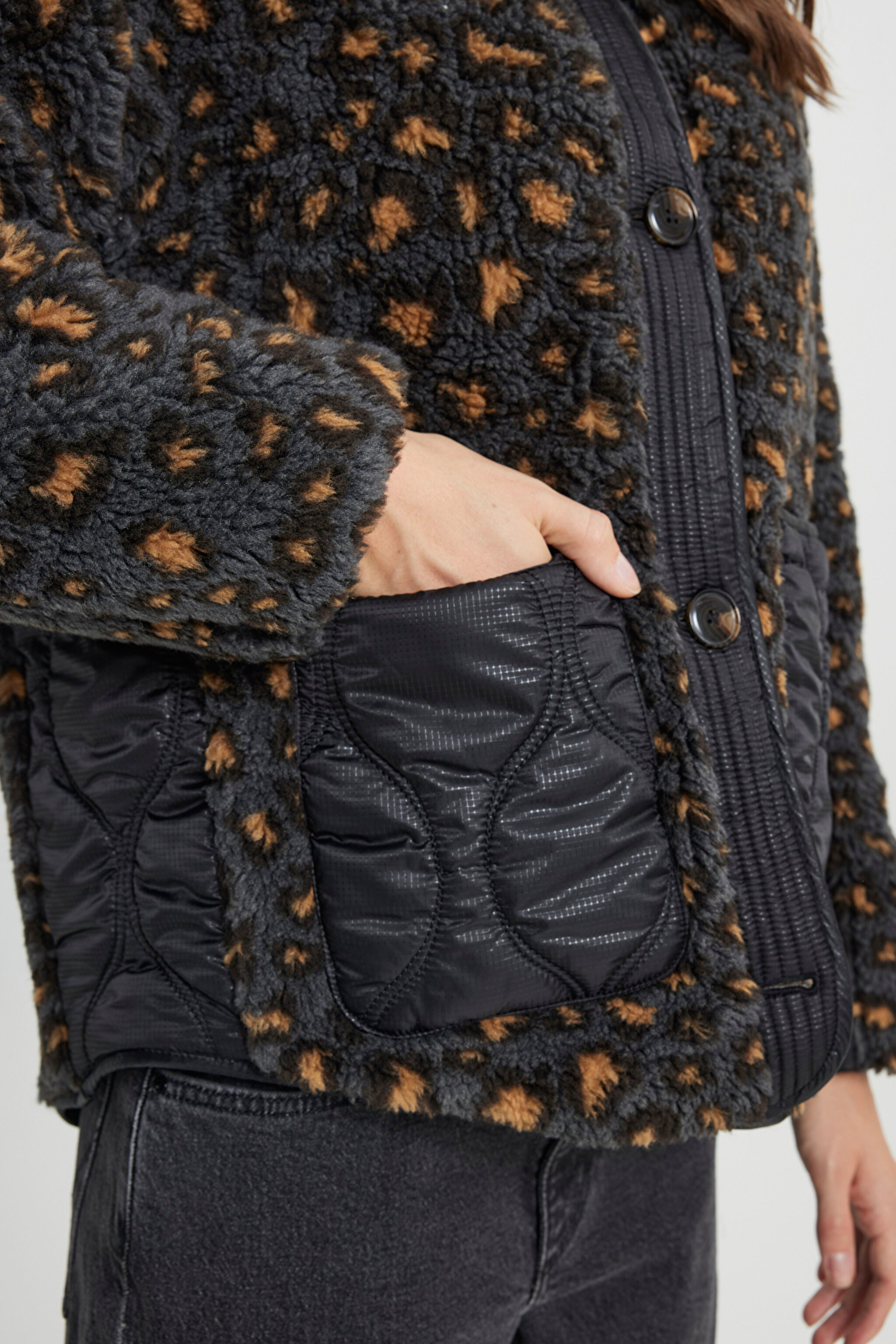Loose Fit Rahat Kesim Çift Taraflı Antrasit Bomber Ceket - Anthracite-W242551003 (görsel 8)