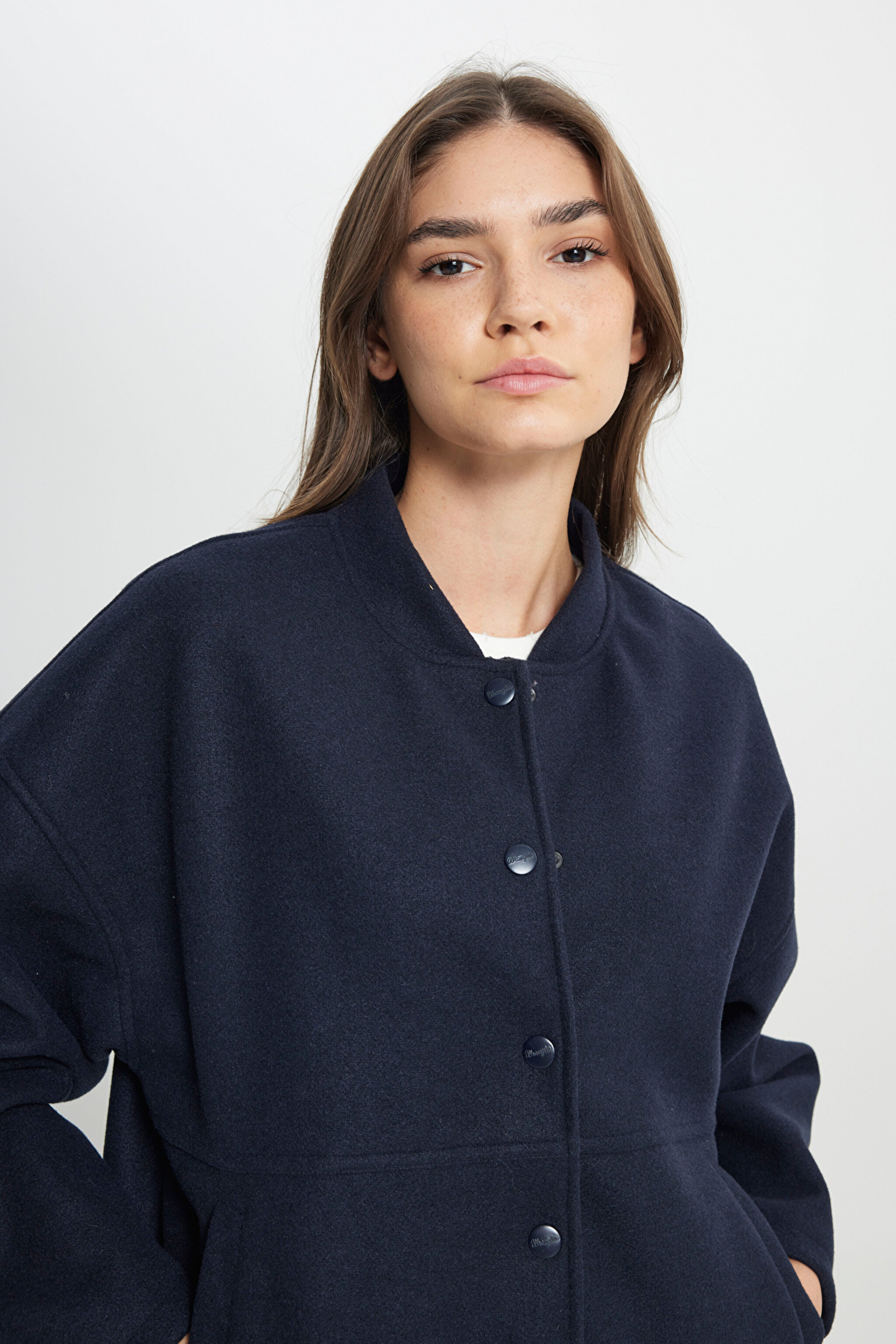 Loose Fit Rahat Kesim Lacivert Bomber Ceket - Navy-W242555410 (görsel 5)