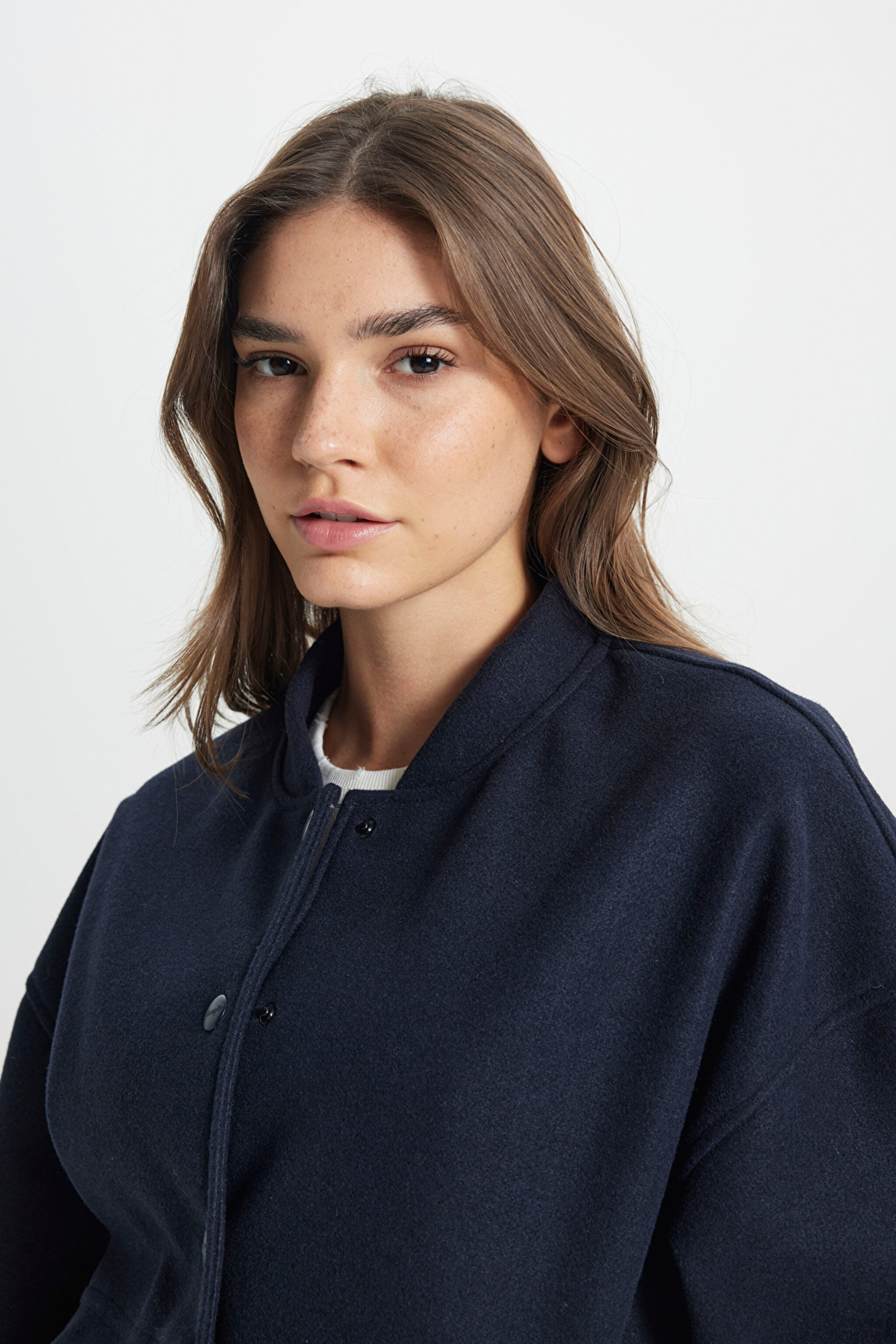 Loose Fit Rahat Kesim Lacivert Bomber Ceket - Navy-W242555410 (görsel 6)