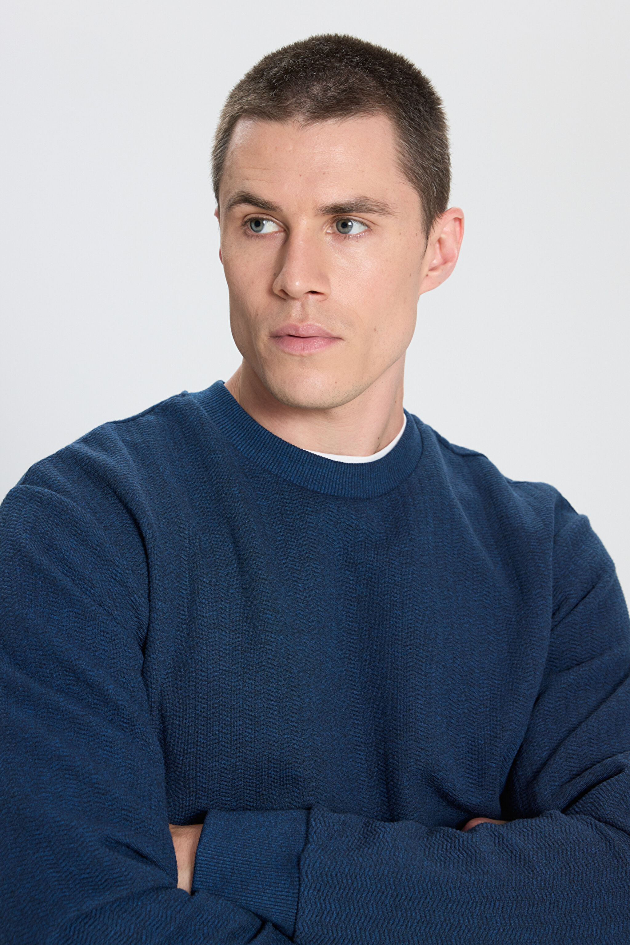 Regular Fit Normal Kesim Bisiklet Yaka Lacivert Sweatshirt - Navy-W242593410 (görsel 5)