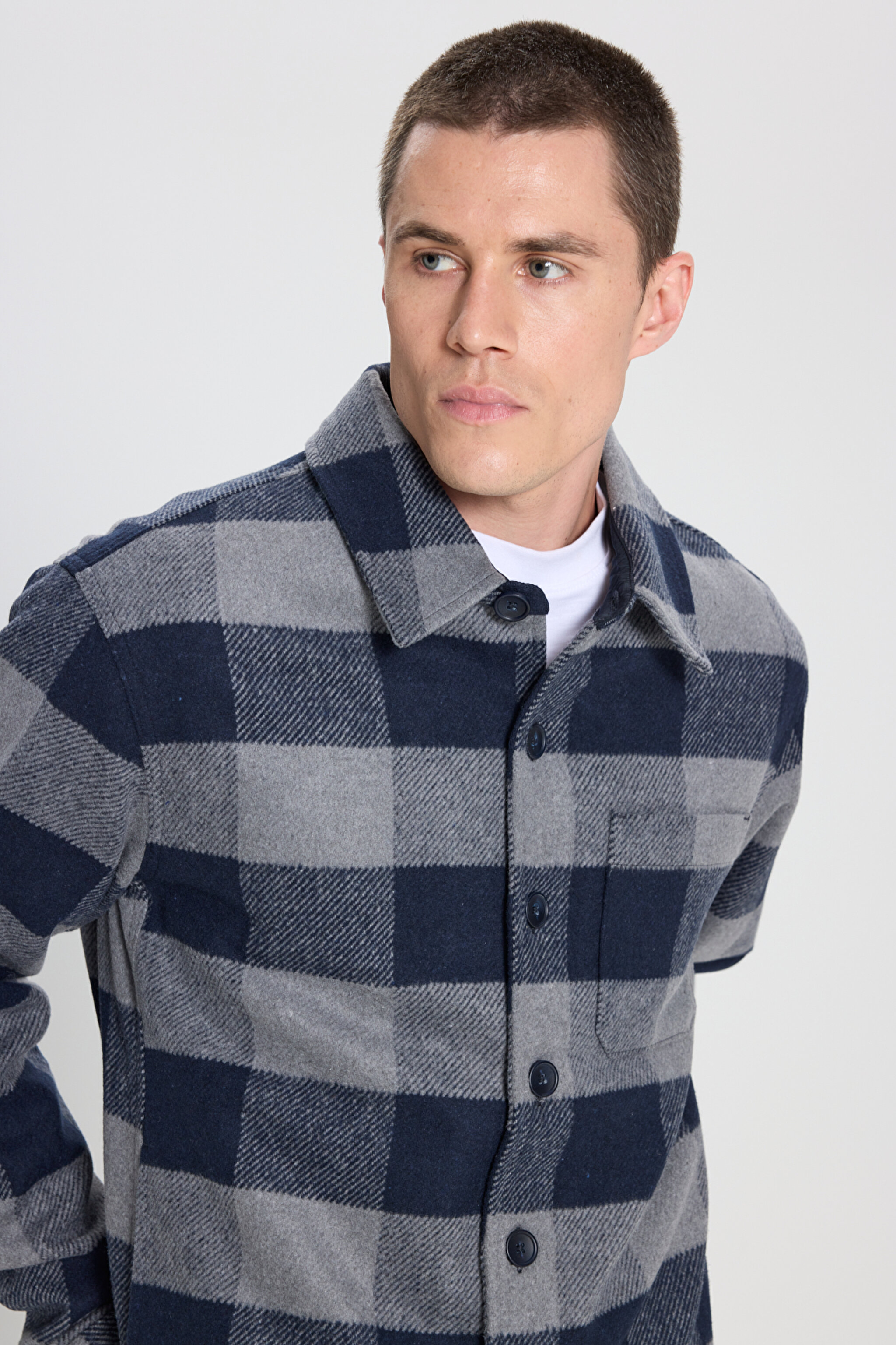 Loose Fit Rahat Kesim Çok Renkli Sherpa Ceket - Multi-W242600900 (görsel 4)