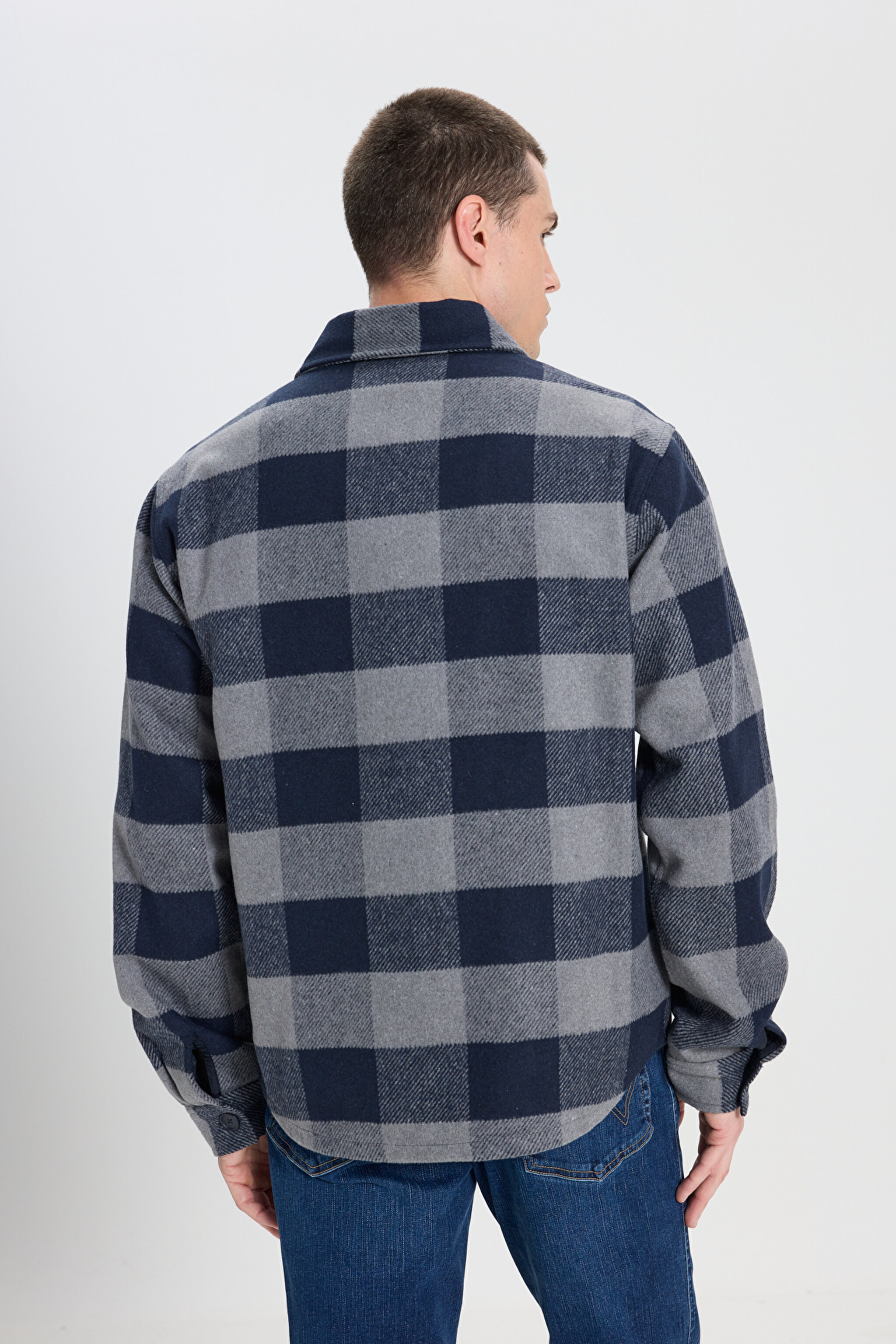 Loose Fit Rahat Kesim Çok Renkli Sherpa Ceket - Multi-W242600900 (görsel 5)