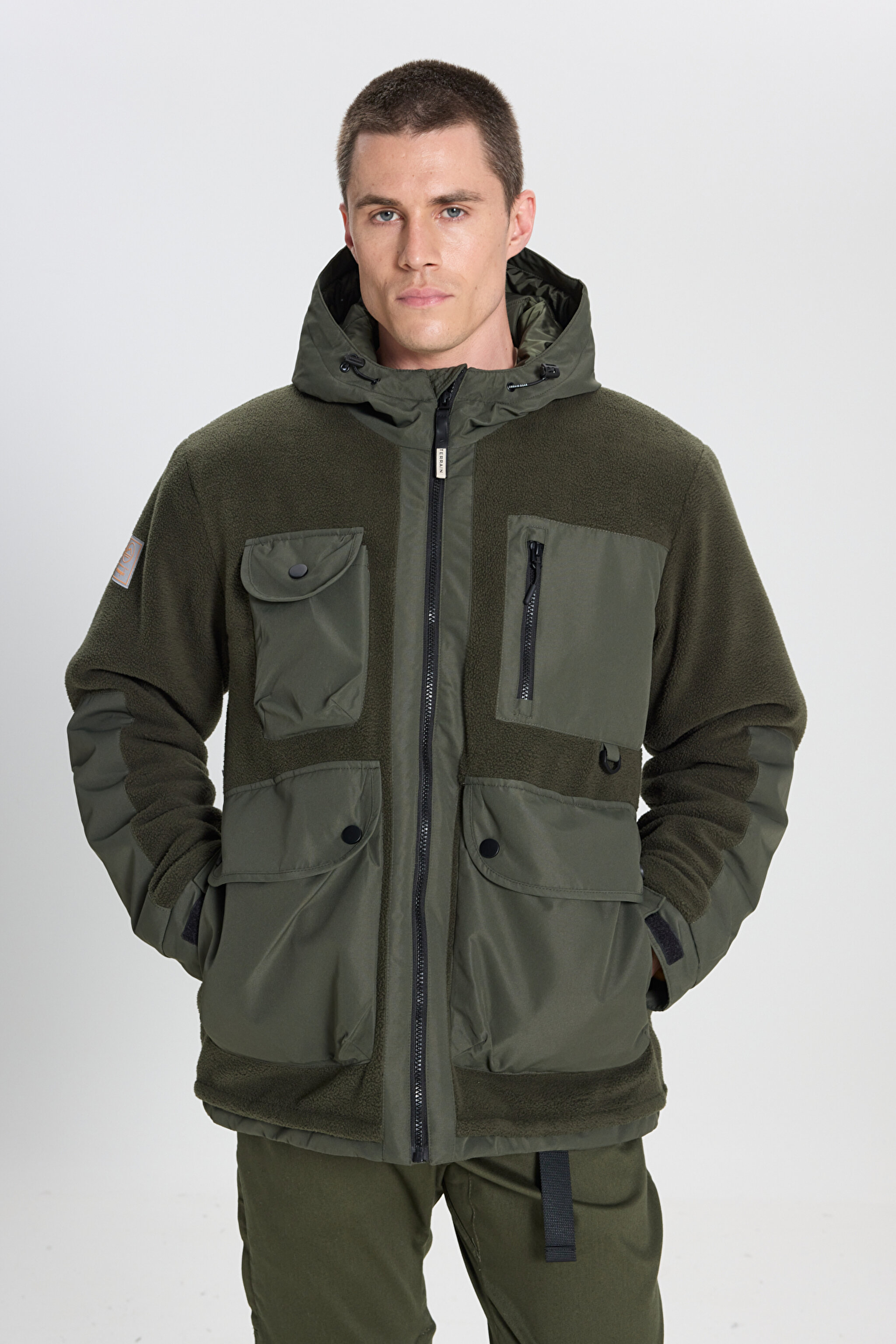 All Terrain Gear Relaxed Fit Geniş Kesim Haki Polar Ceket - Khaki-W242645801 (görsel 4)