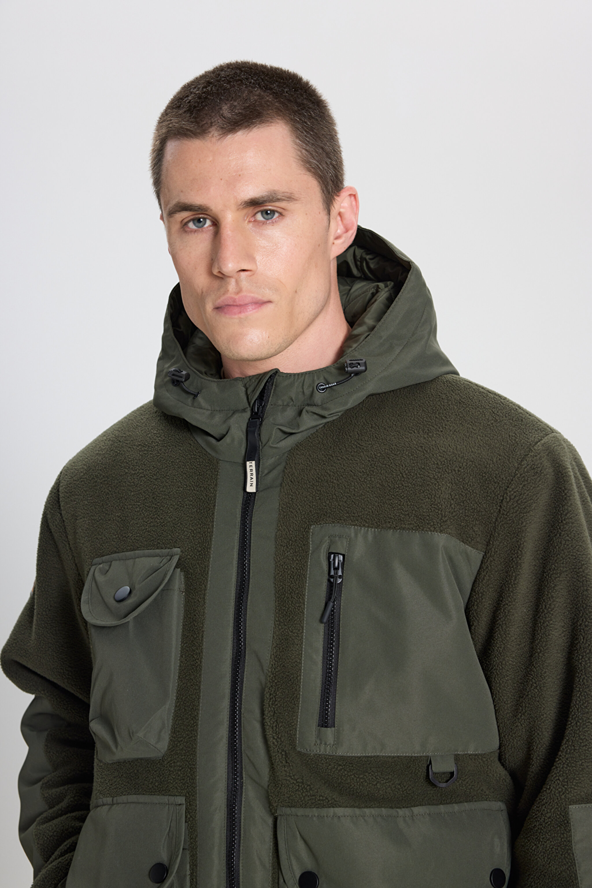 All Terrain Gear Relaxed Fit Geniş Kesim Haki Polar Ceket - Khaki-W242645801 (görsel 6)