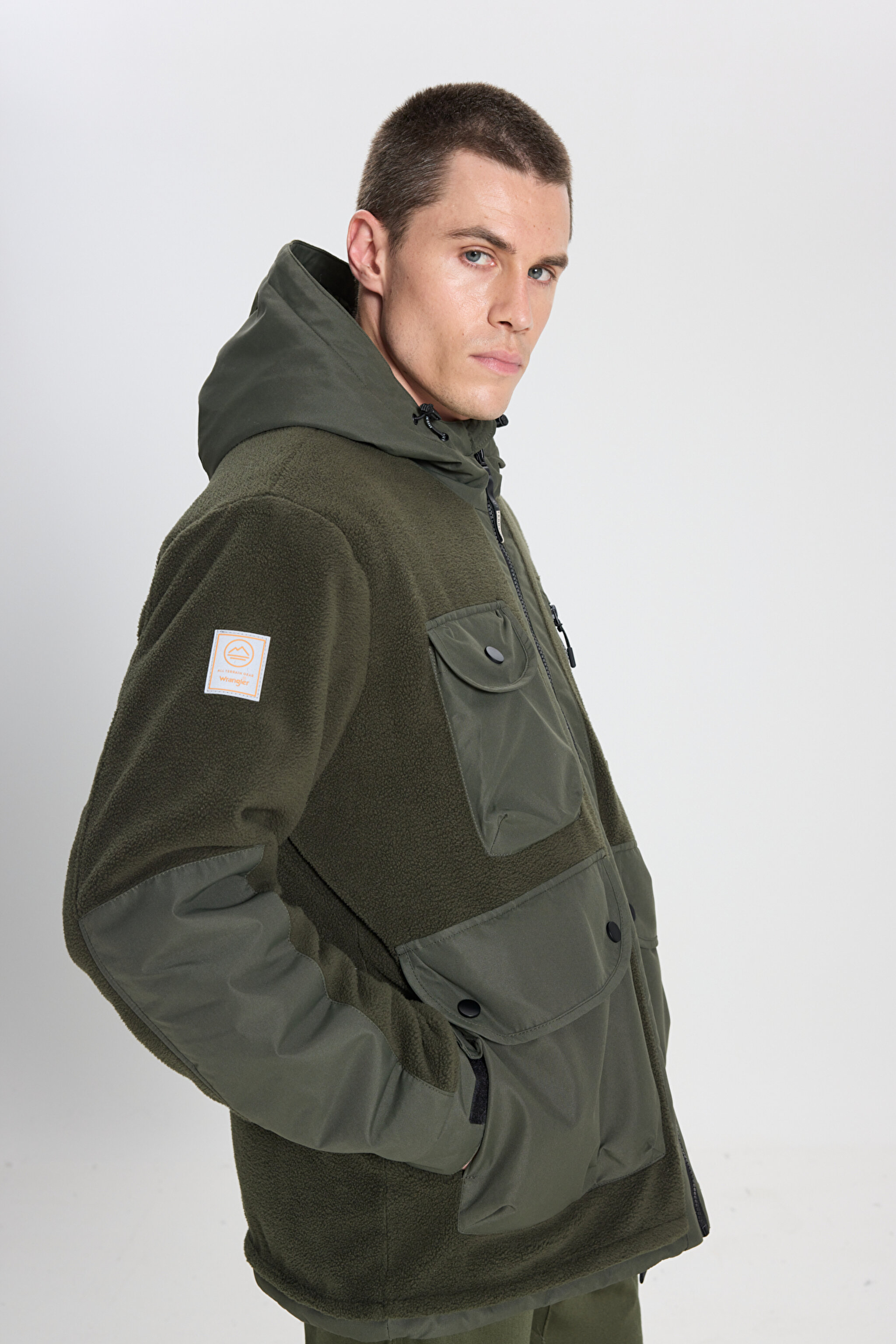 All Terrain Gear Relaxed Fit Geniş Kesim Haki Polar Ceket - Khaki-W242645801 (görsel 7)