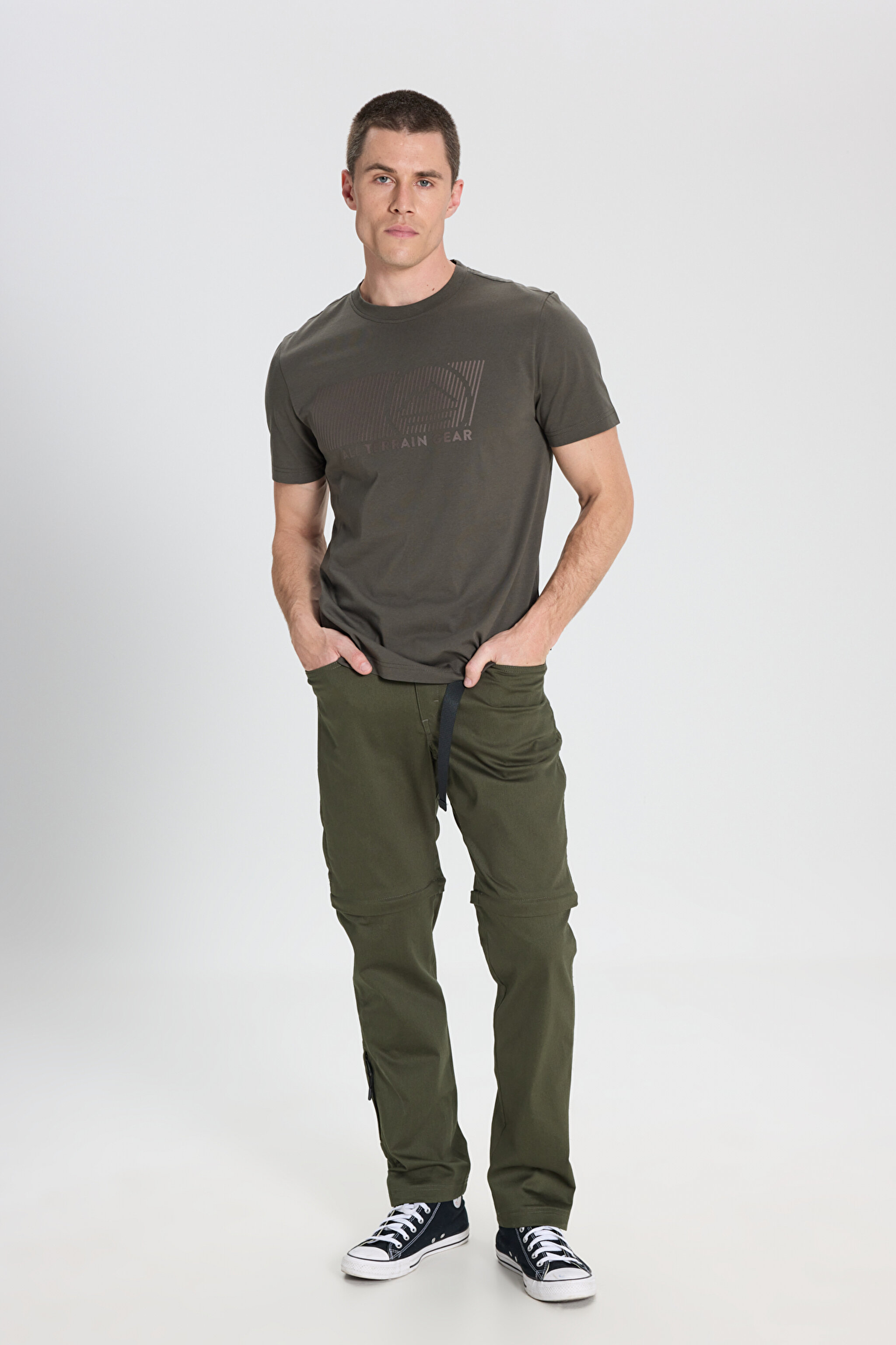 All Terrain Gear Regular Fit Normal Kesim Bisiklet Yaka %100 Pamuk Haki Tişört - Dusty Olive-W242658275 (görsel 3)