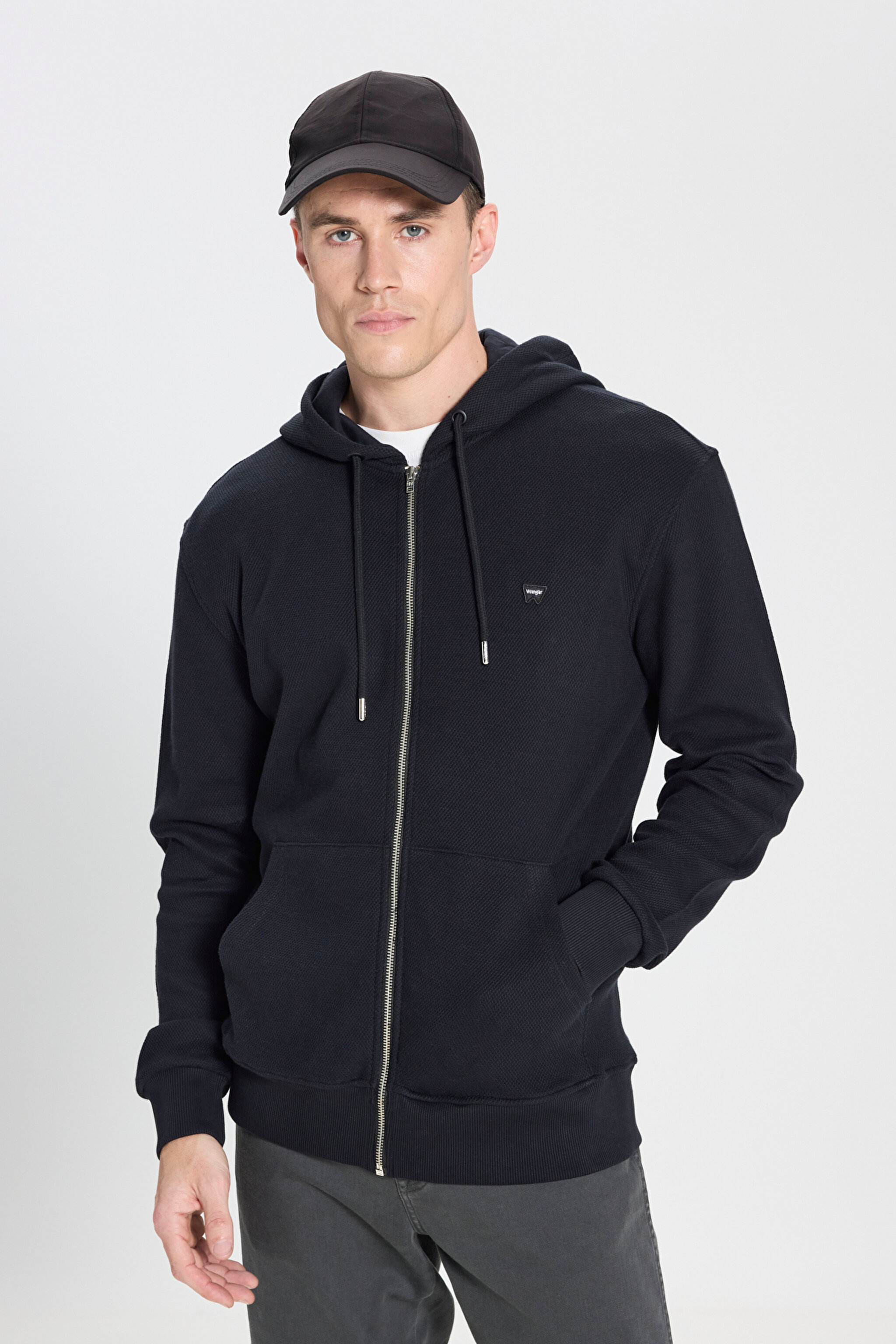 Regular Fit Normal Kesim Kapüşonlu %100 Pamuk Sweatshirt Ceket - Black-W242664001 (görsel 2)