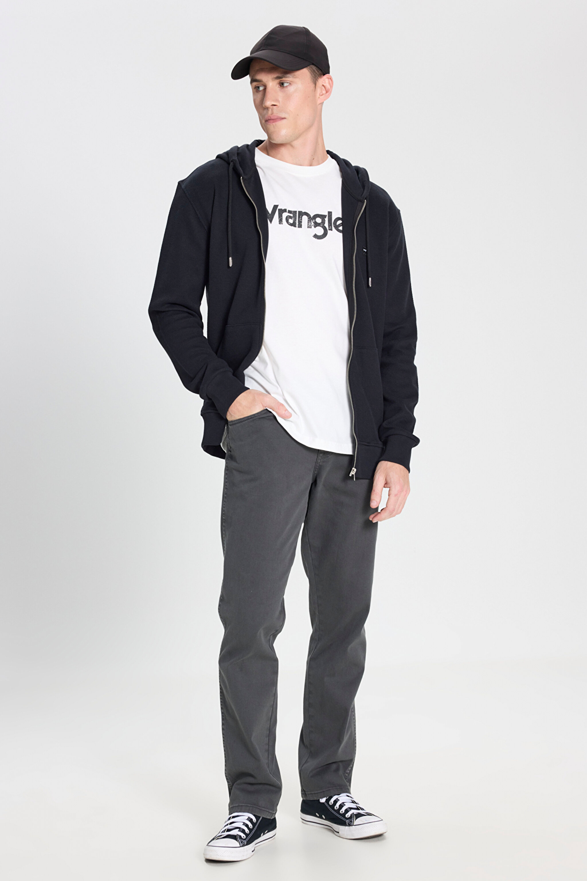 Regular Fit Normal Kesim Kapüşonlu %100 Pamuk Sweatshirt Ceket - Black-W242664001 (görsel 3)