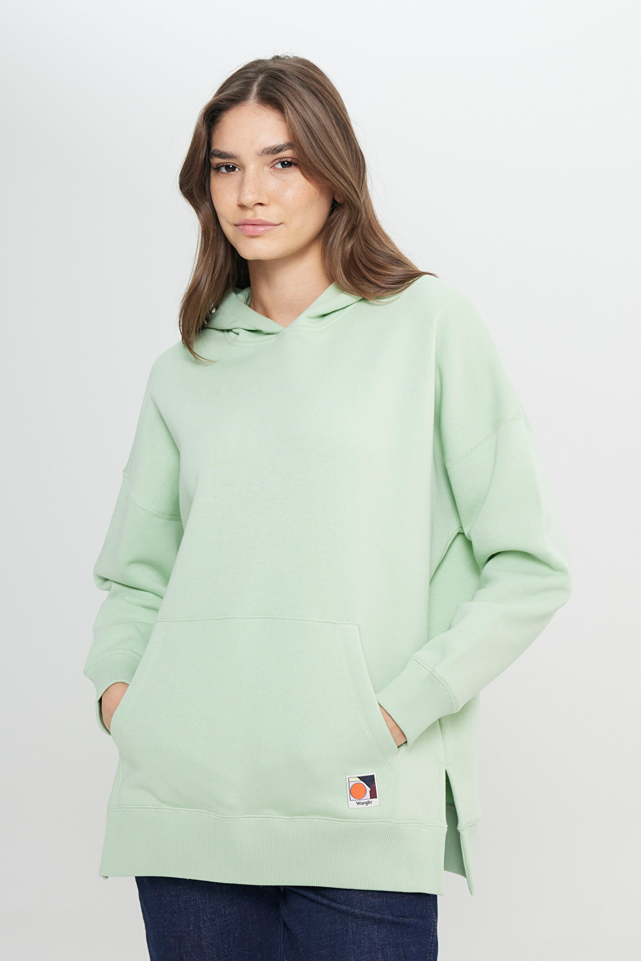 Loose Fit Rahat Kesim Kapüşonlu İçi Polarlı Gri Sweatshirt - Light Gray-W242706032 (görsel 2)