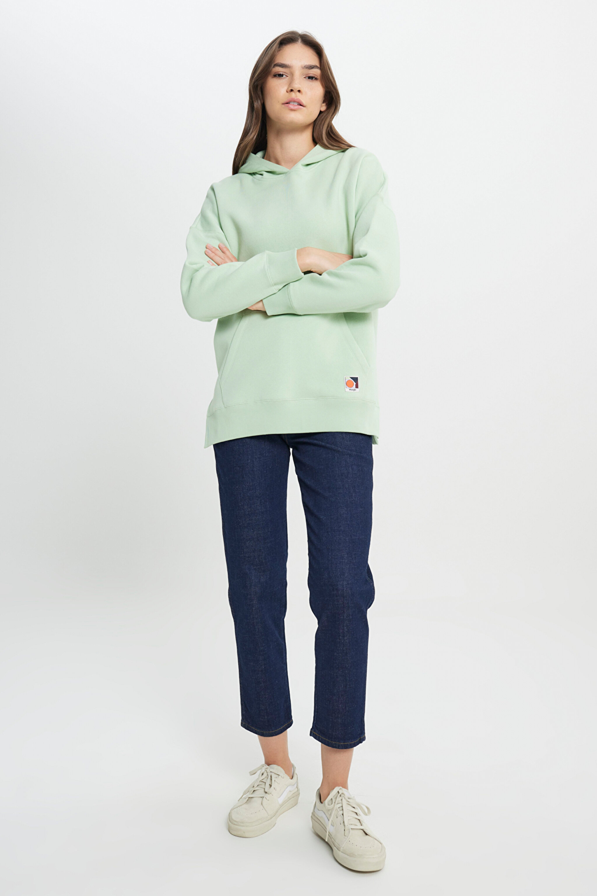 Loose Fit Rahat Kesim Kapüşonlu İçi Polarlı Gri Sweatshirt - Light Gray-W242706032 (görsel 4)