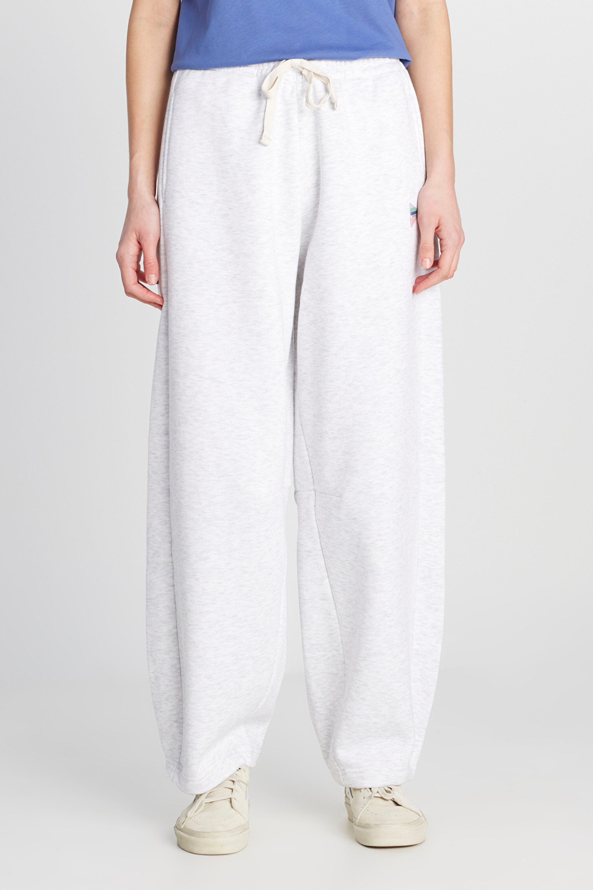 Loose Fit Rahat Kesim İçi Polarlı Gri Melanj Sweatpant Eşofman Altı - GrayMelange-W242708036 (görsel 3)