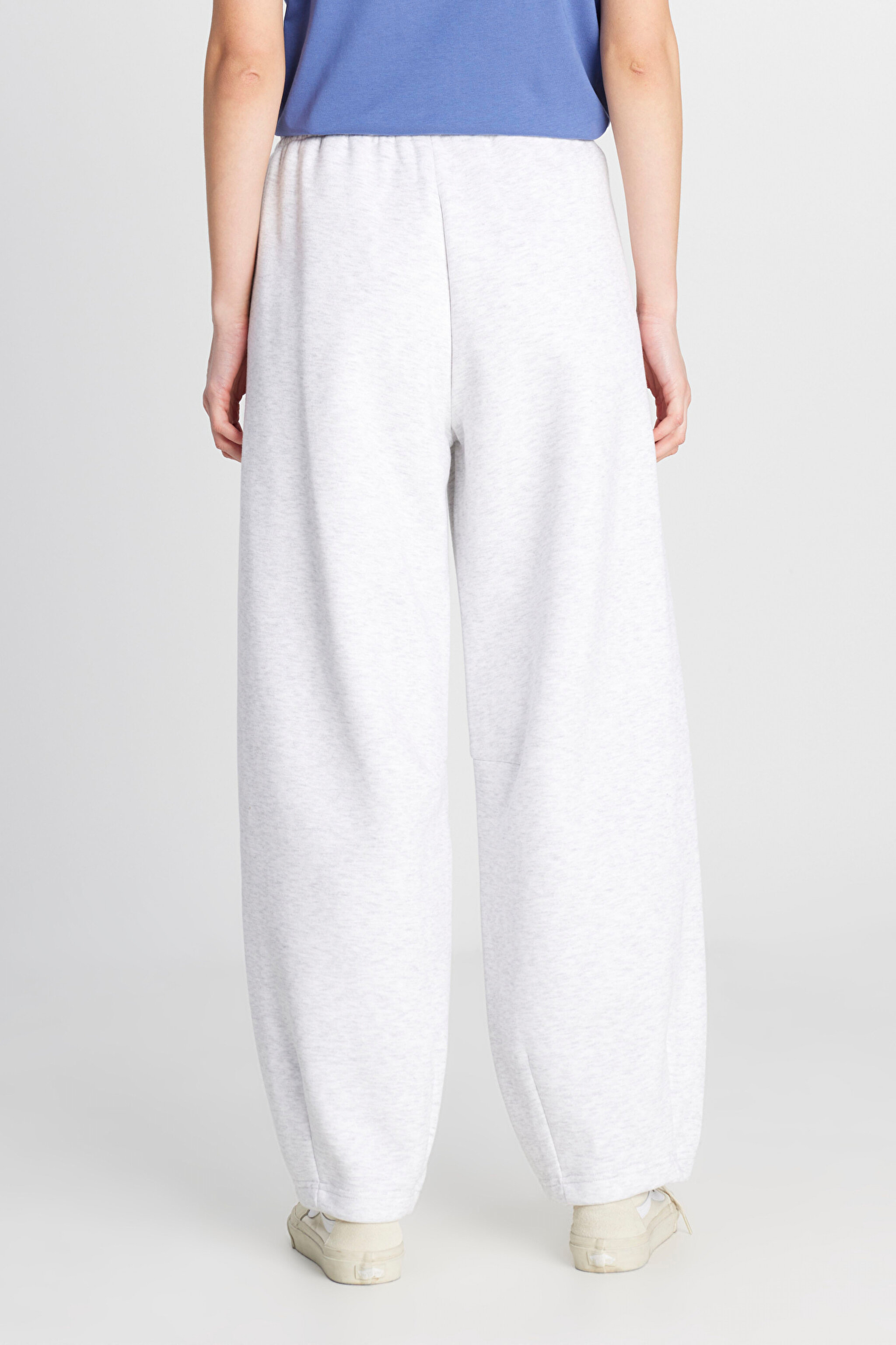 Loose Fit Rahat Kesim İçi Polarlı Gri Melanj Sweatpant Eşofman Altı - GrayMelange-W242708036 (görsel 4)