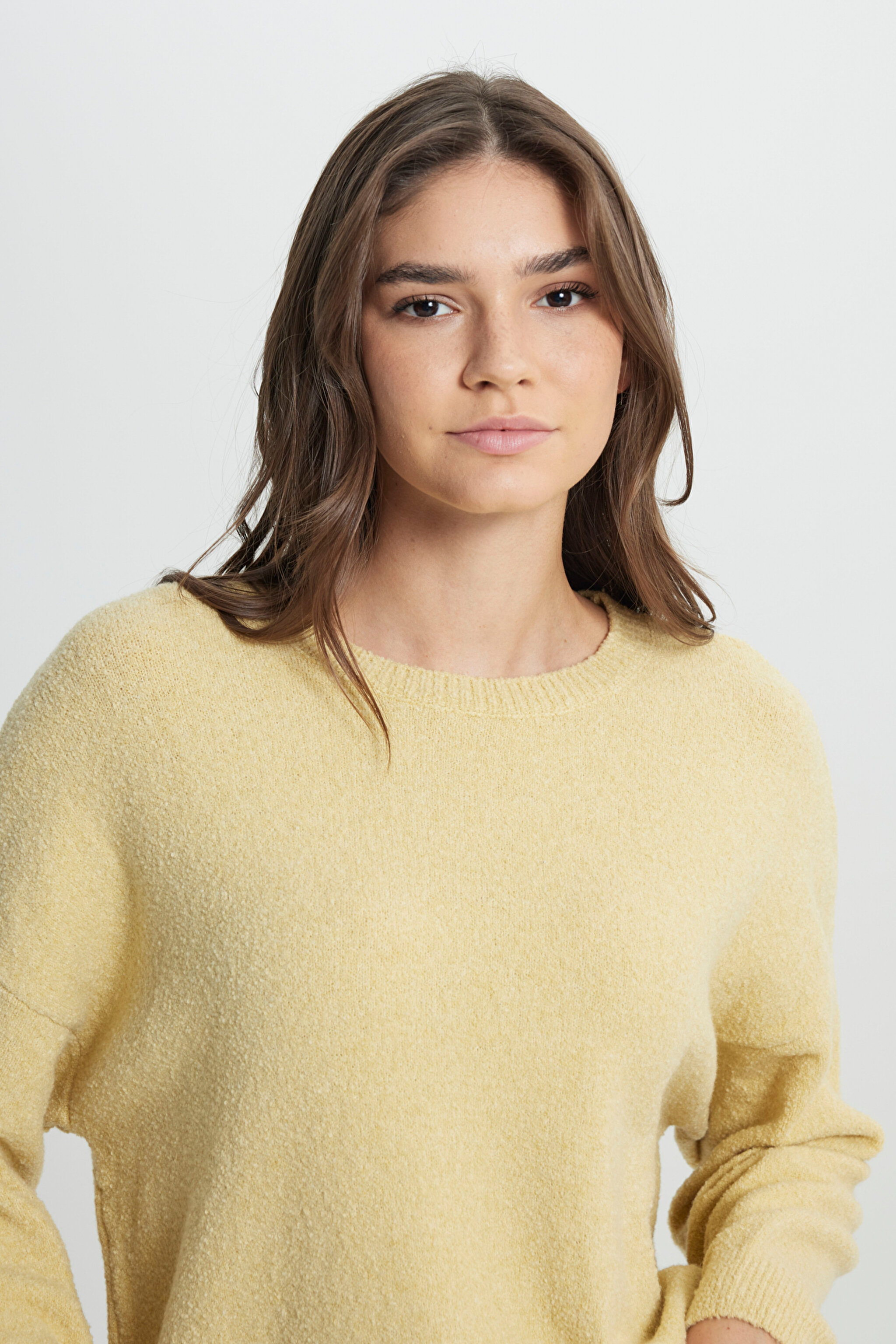 Regular Fit Normal Kesim Sarı Triko Kazak - Yellow-W242710200 (görsel 4)
