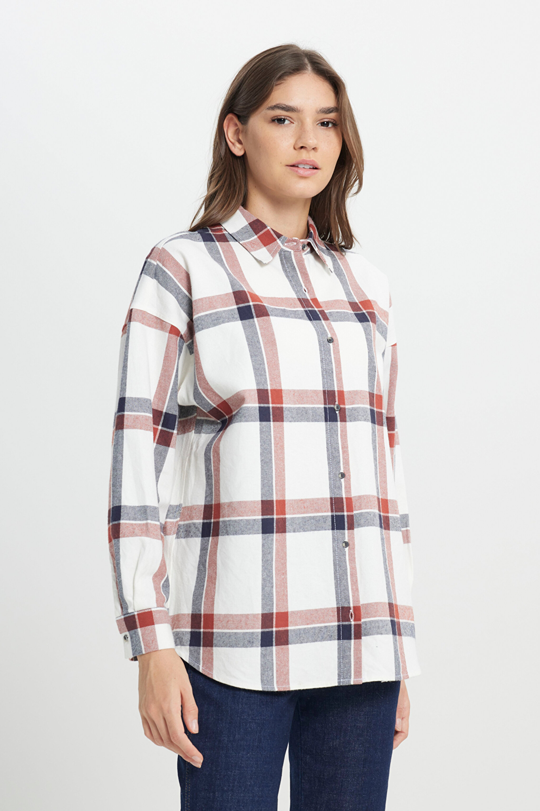 Oversize Bol Kesim %100 Pamuk Çok Renkli Gömlek - Multi-W242714900