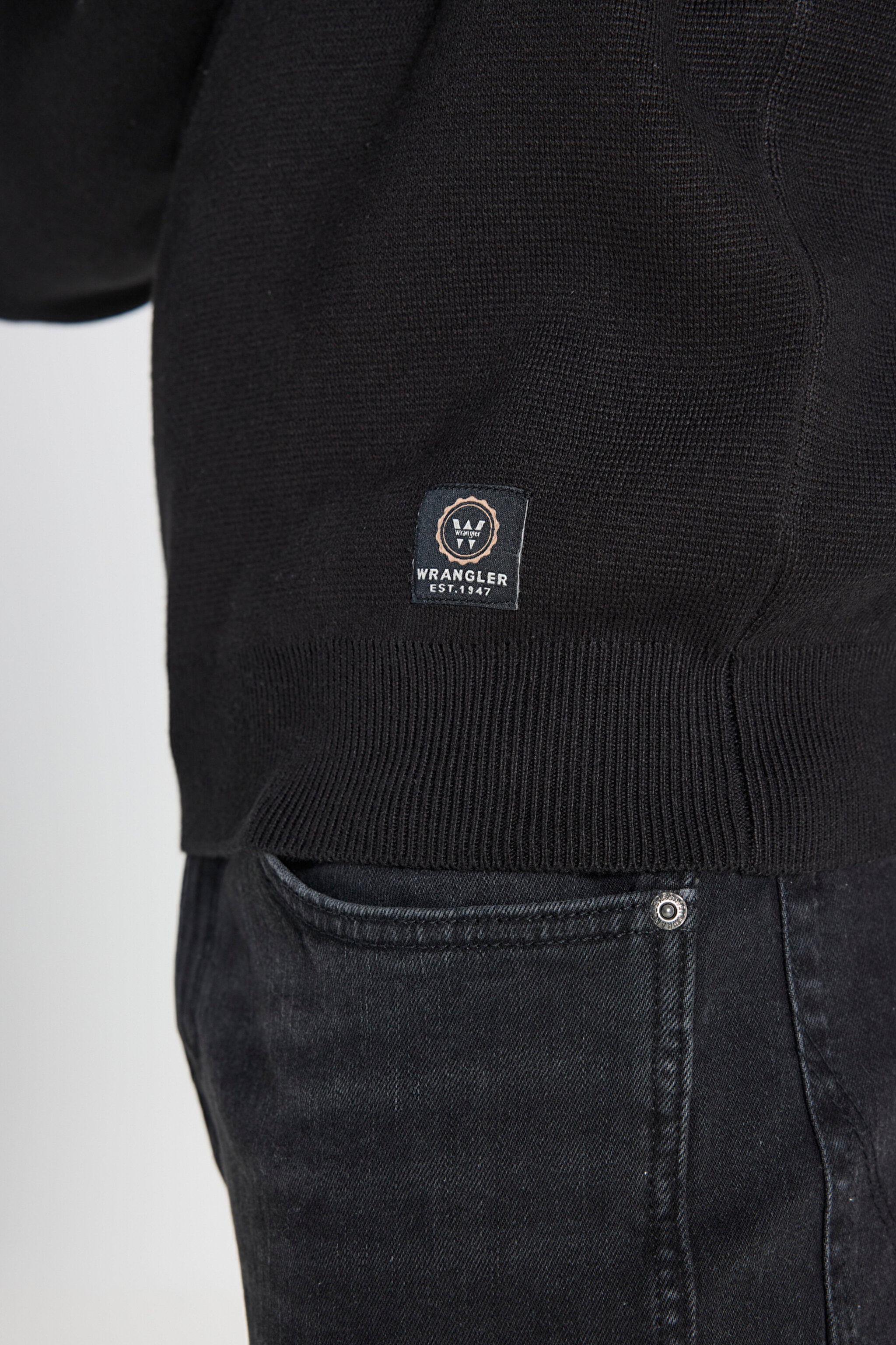 Regular Fit Normal Kesim Bisiklet Yaka Siyah Triko Kazak - Black-W242724001 (görsel 6)