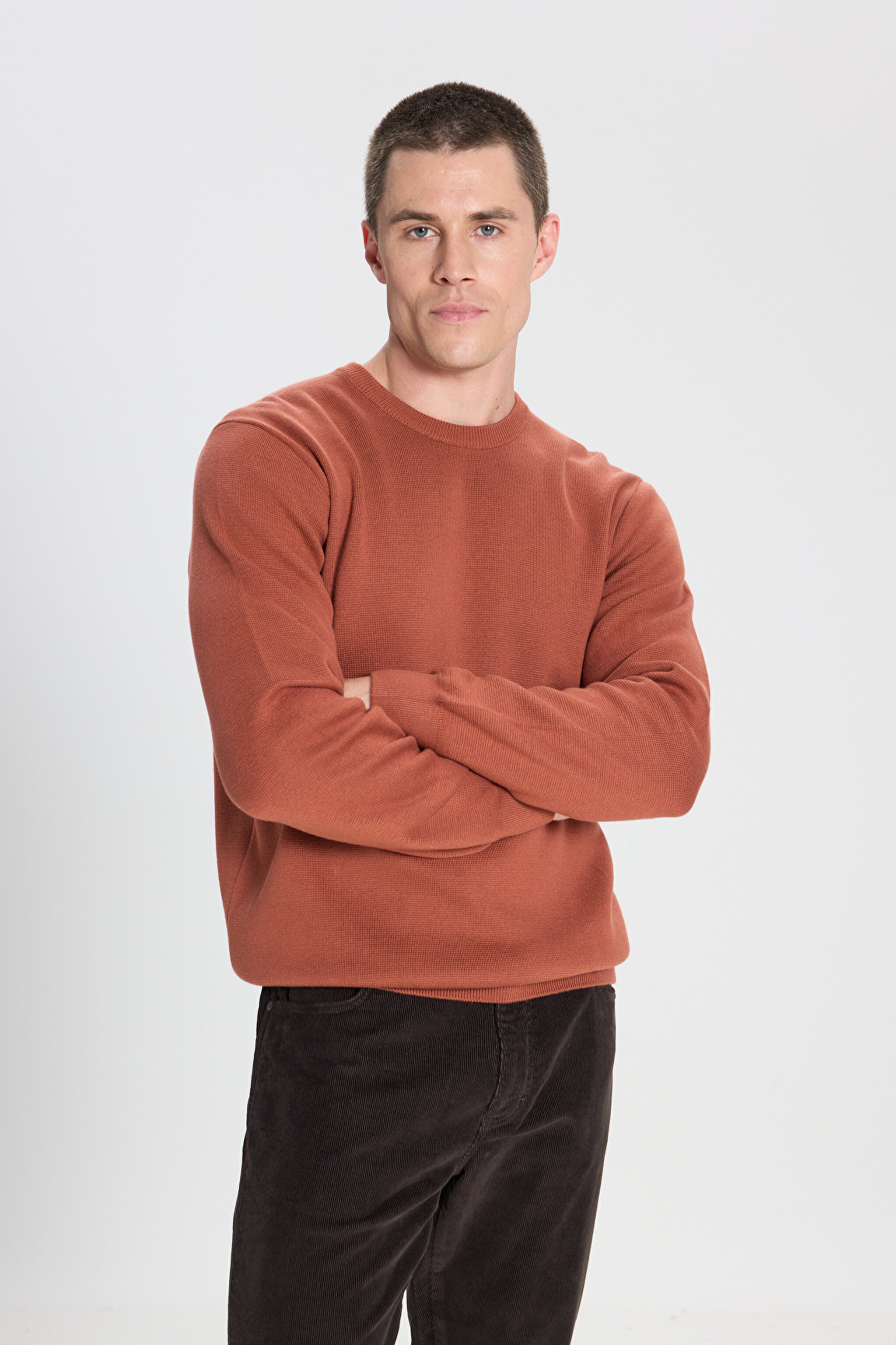 Regular Fit Normal Kesim Kahverengi Triko Kazak - Brown-W242724220