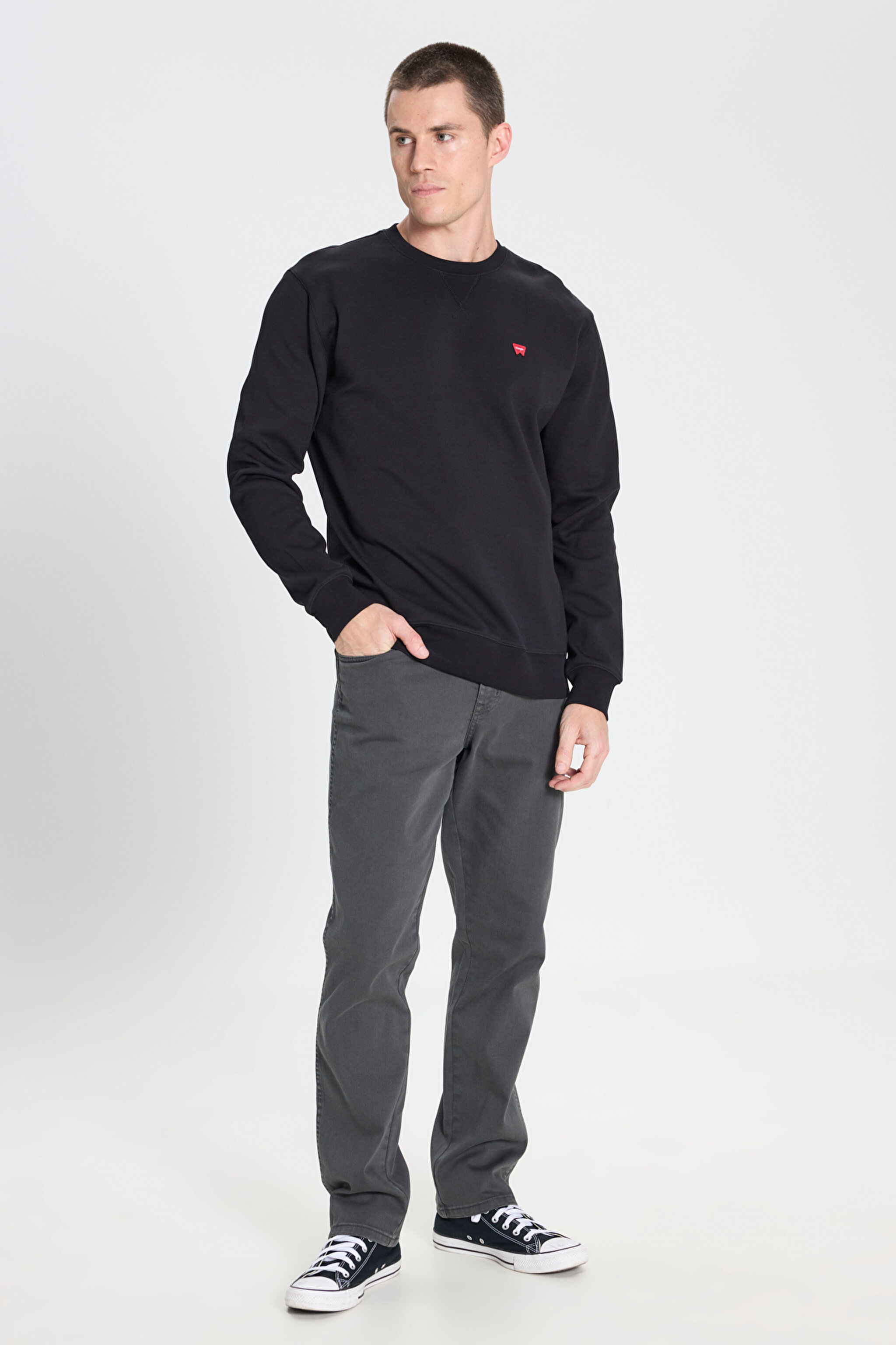 Regular Fit Normal Kesim Bisiklet Yaka Siyah Sweatshirt - Black-W242726001 (görsel 3)
