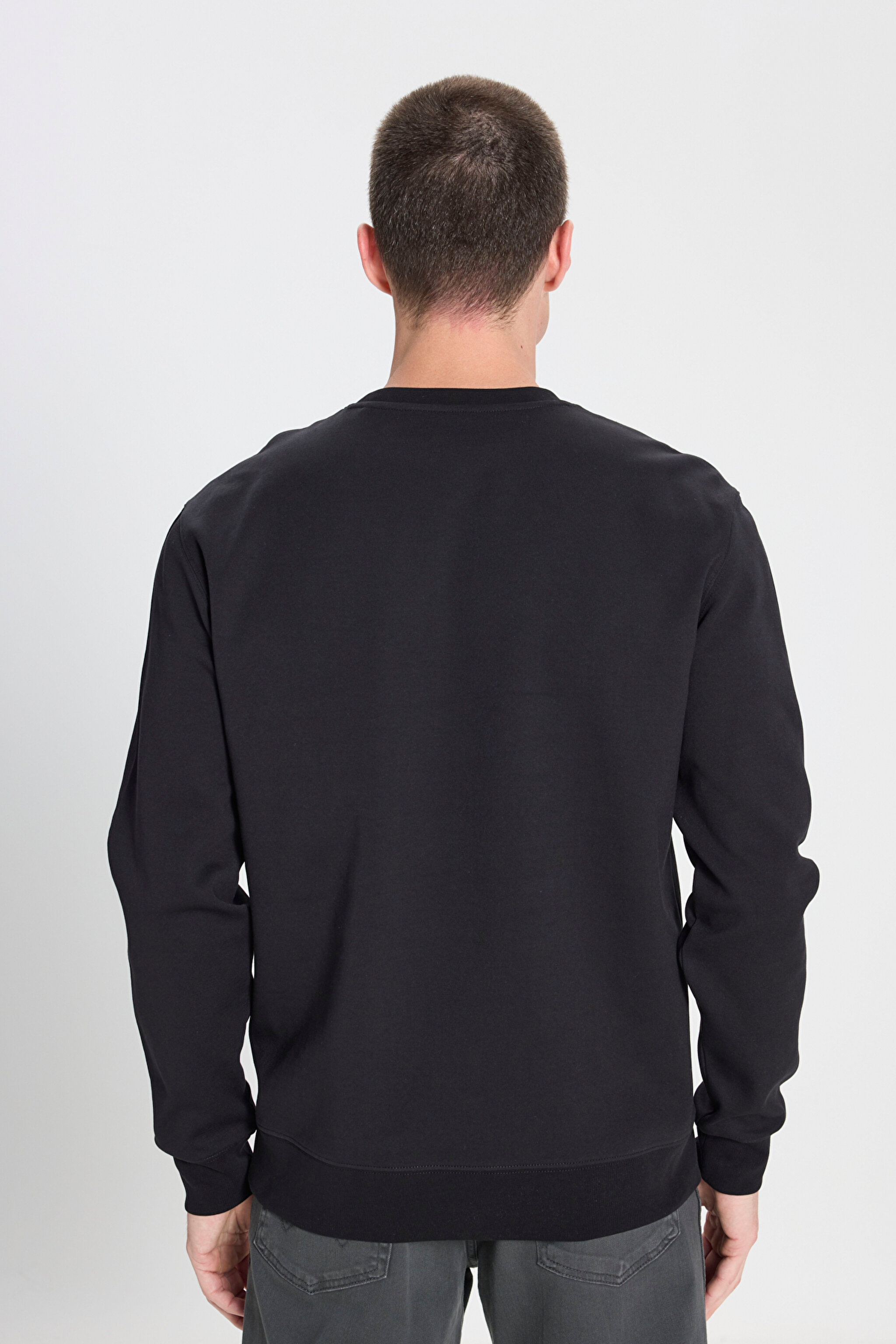 Regular Fit Normal Kesim Bisiklet Yaka Siyah Sweatshirt - Black-W242726001 (görsel 5)
