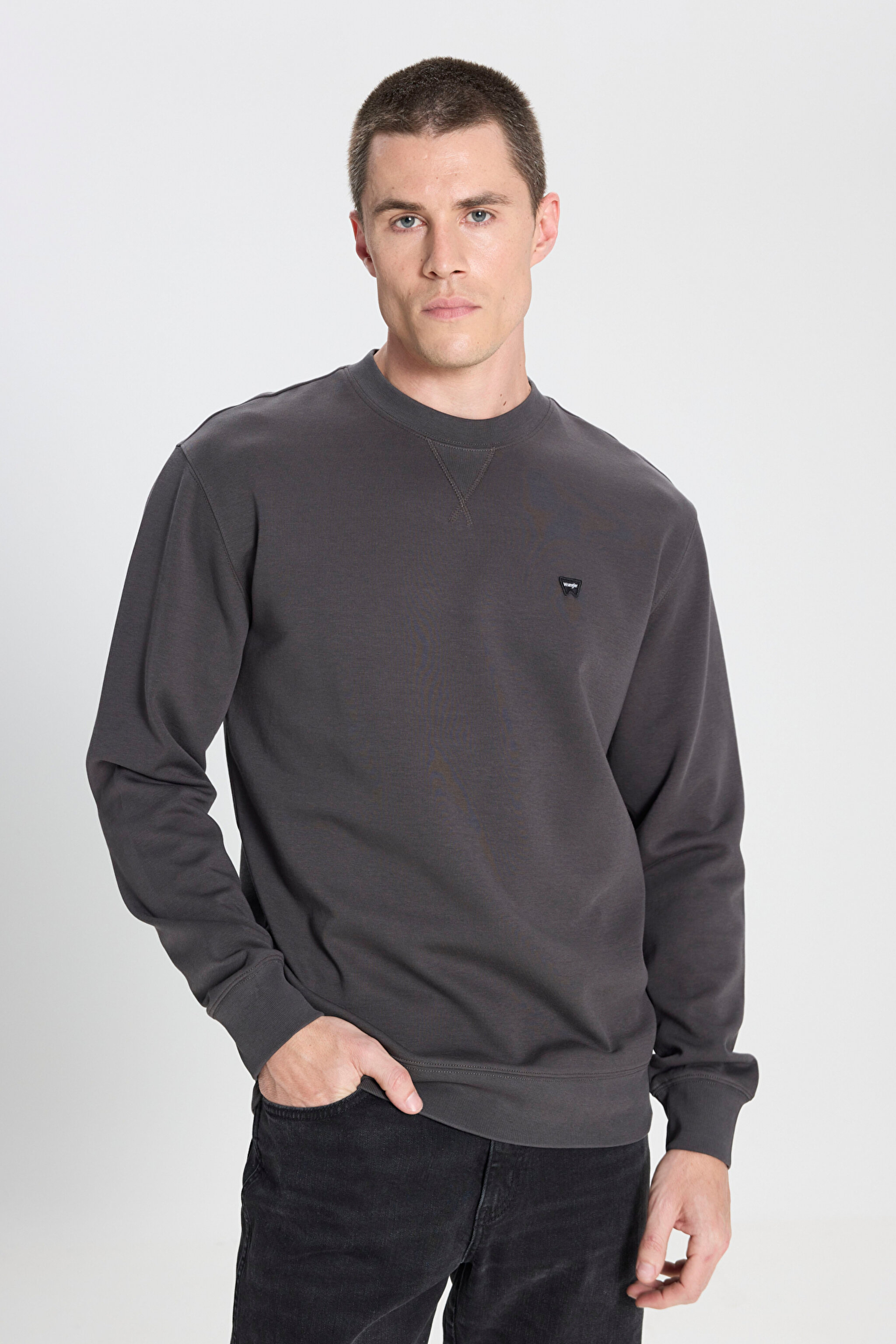 Regular Fit Normal Kesim Bisiklet Yaka Soluk Siyah Sweatshirt - Faded Black-W24272633W