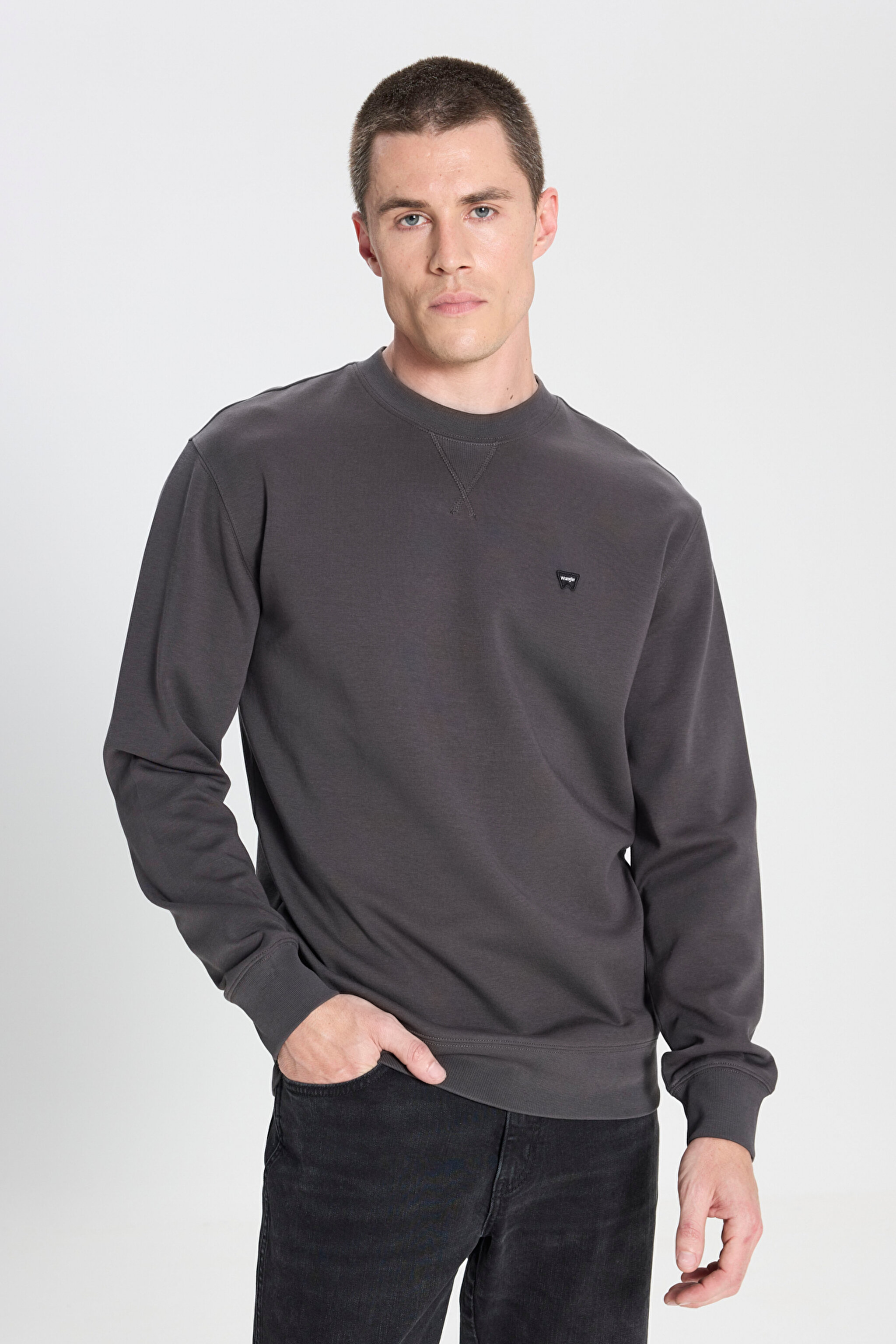 Regular Fit Normal Kesim Bisiklet Yaka Soluk Siyah Sweatshirt - Faded Black-W24272633W (görsel 2)