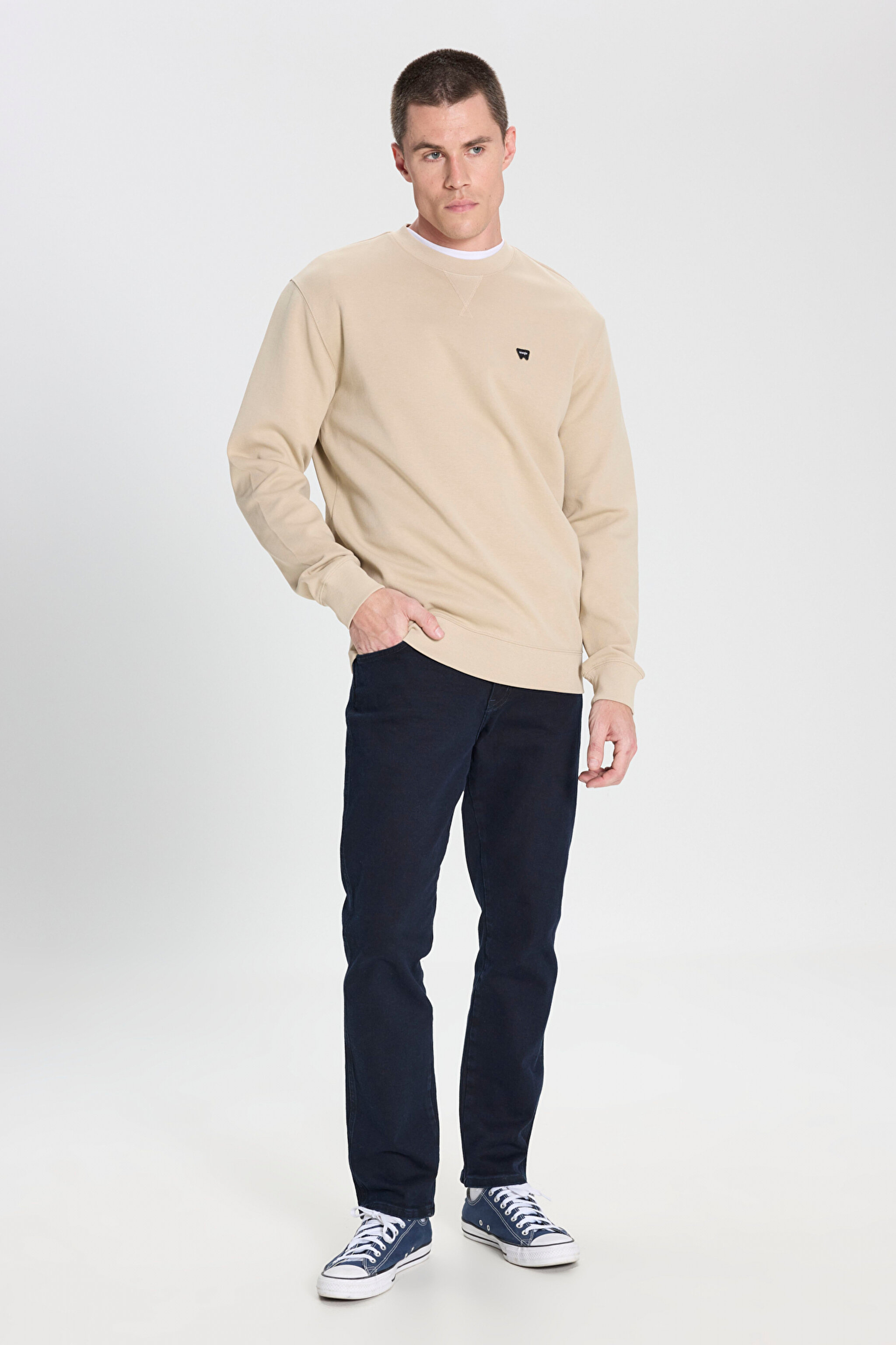 Regular Fit Normal Kesim Bisiklet Yaka Bej Sweatshirt - Beige-W242726614 (görsel 3)