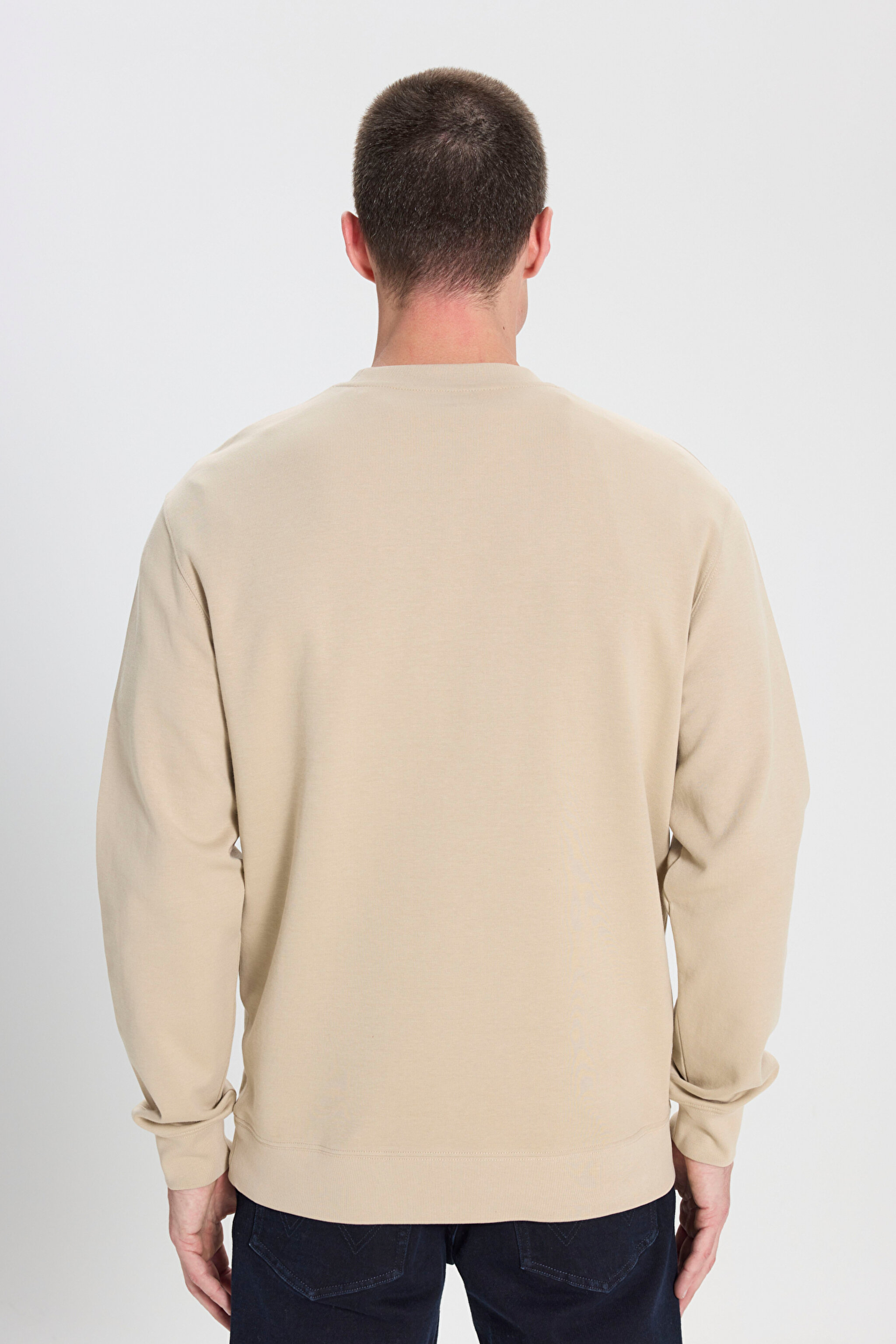 Regular Fit Normal Kesim Bisiklet Yaka Bej Sweatshirt - Beige-W242726614 (görsel 5)