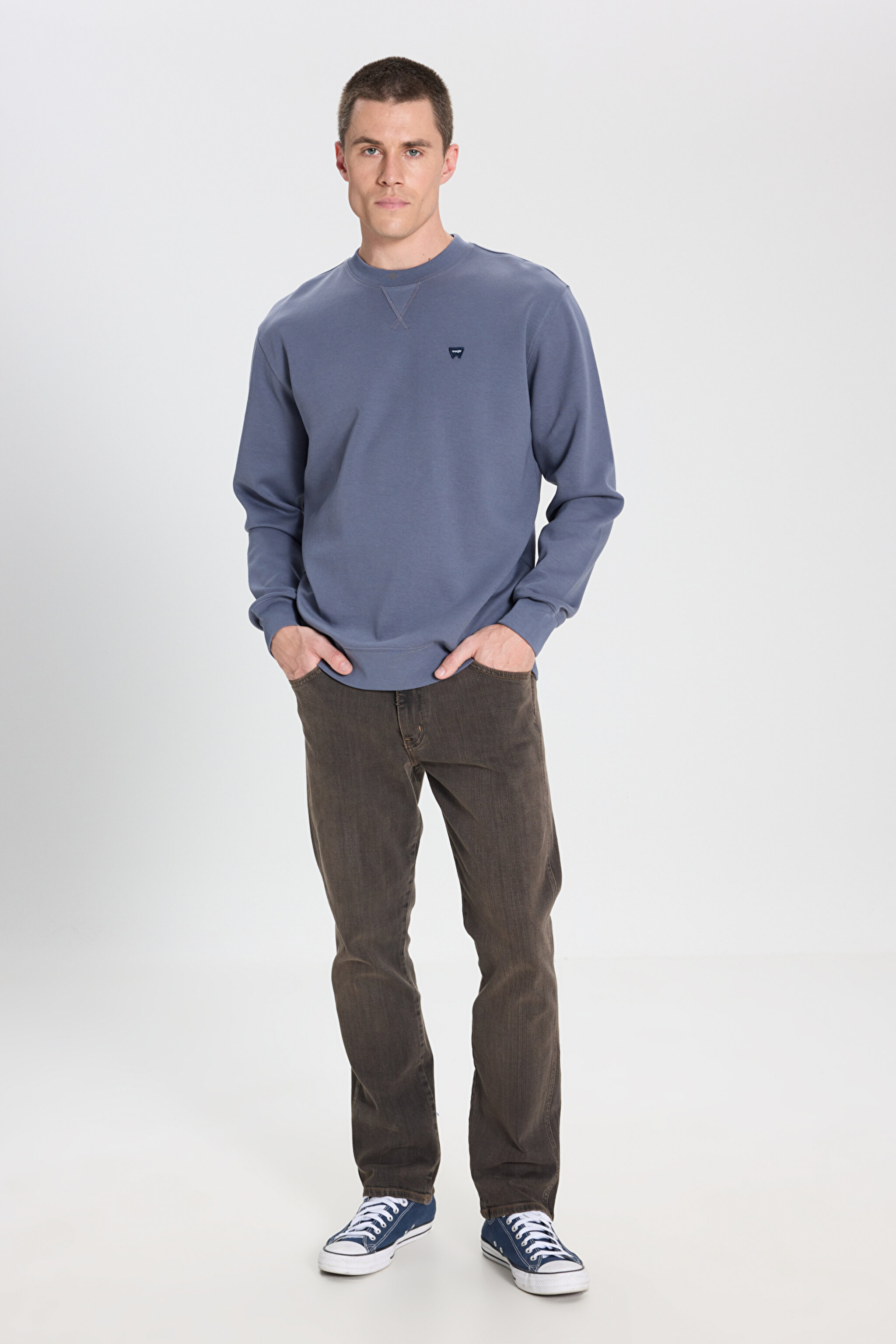 Regular Fit Normal Kesim Bisiklet Yaka Gri Sweatshirt - Grisaille-W242726823 (görsel 3)