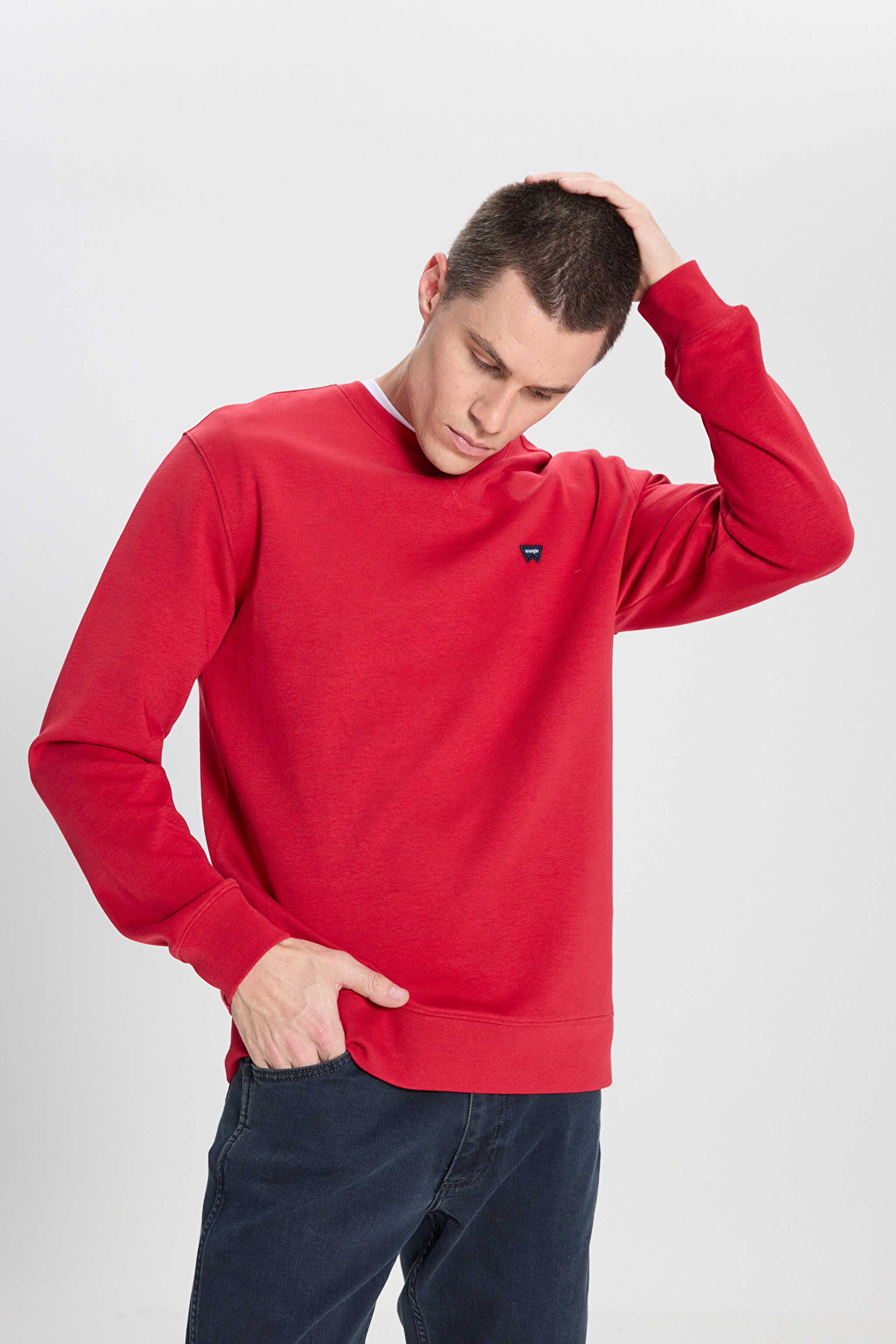Regular Fit Normal Kesim Bisiklet Yaka Kırmızı Sweatshirt