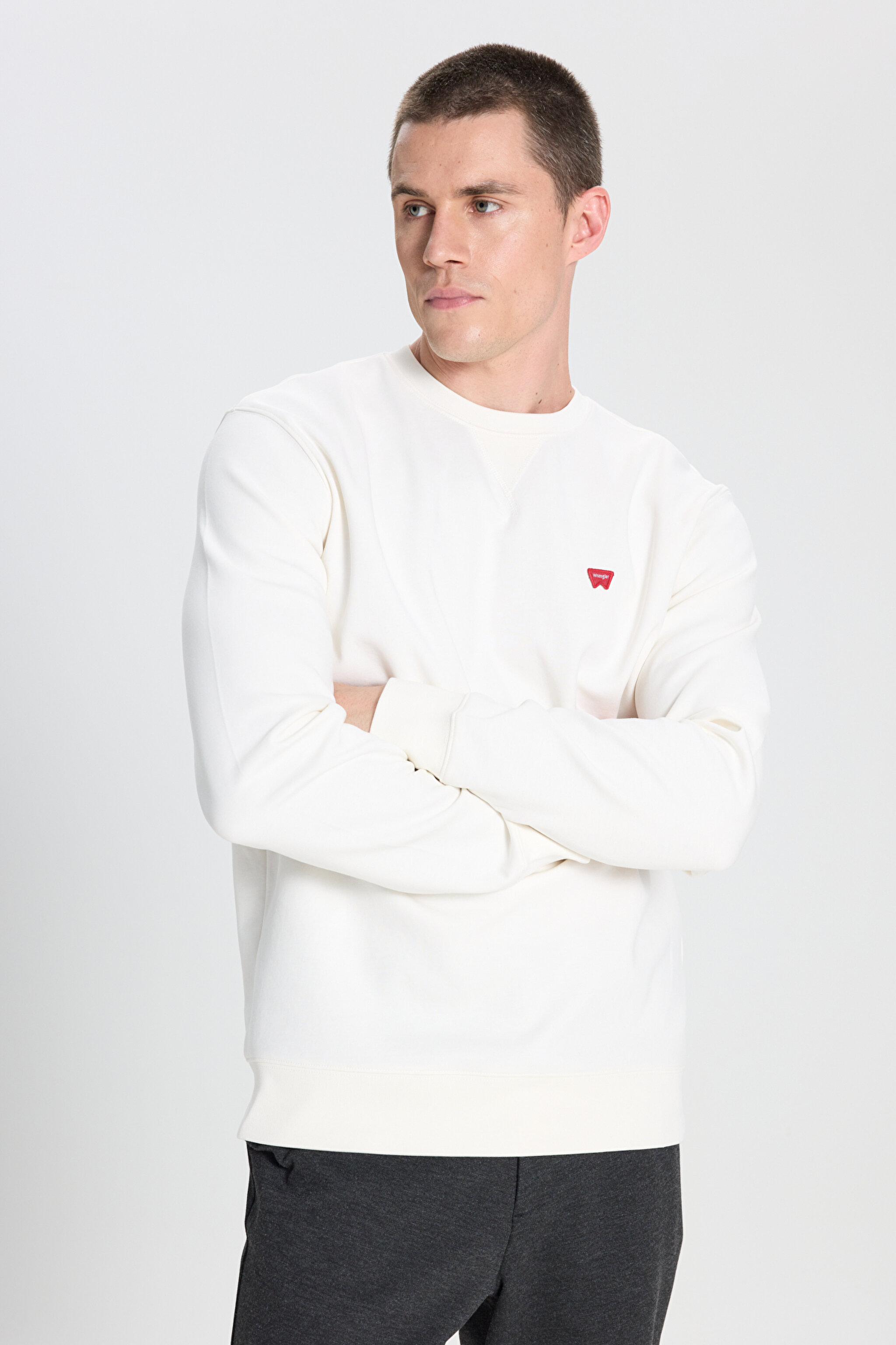 Regular Fit Normal Kesim Bisiklet Yaka Beyaz Sweatshirt W242726W02