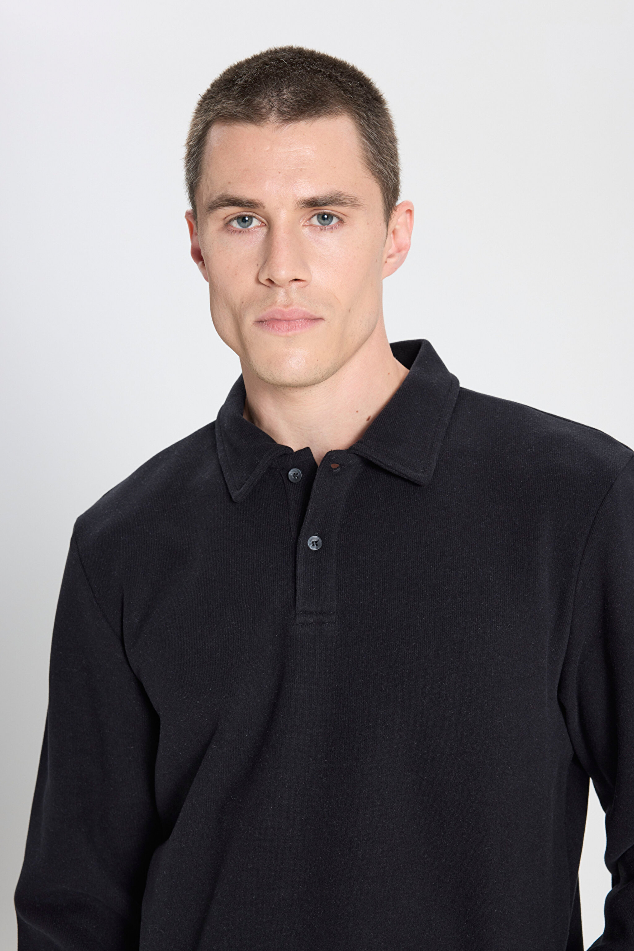 Regular Fit Normal Kesim Polo Yaka Siyah Sweatshirt - Black-W242728001 (görsel 4)