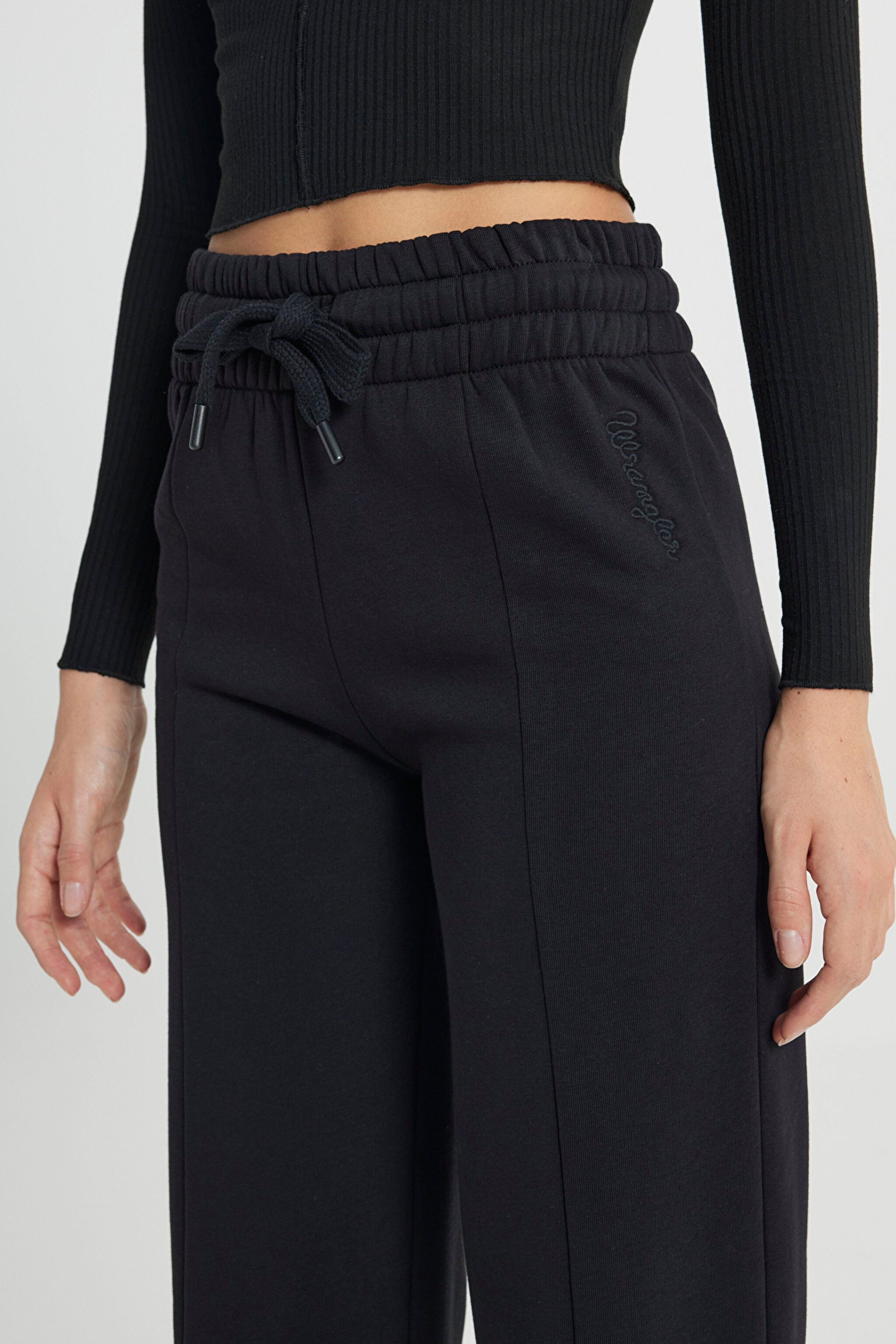 Regular Fit Normal Kesim Geniş Paça Antrasit Sweatpant Eşofman Altı - Faded Black-W242770XV6 (görsel 6)