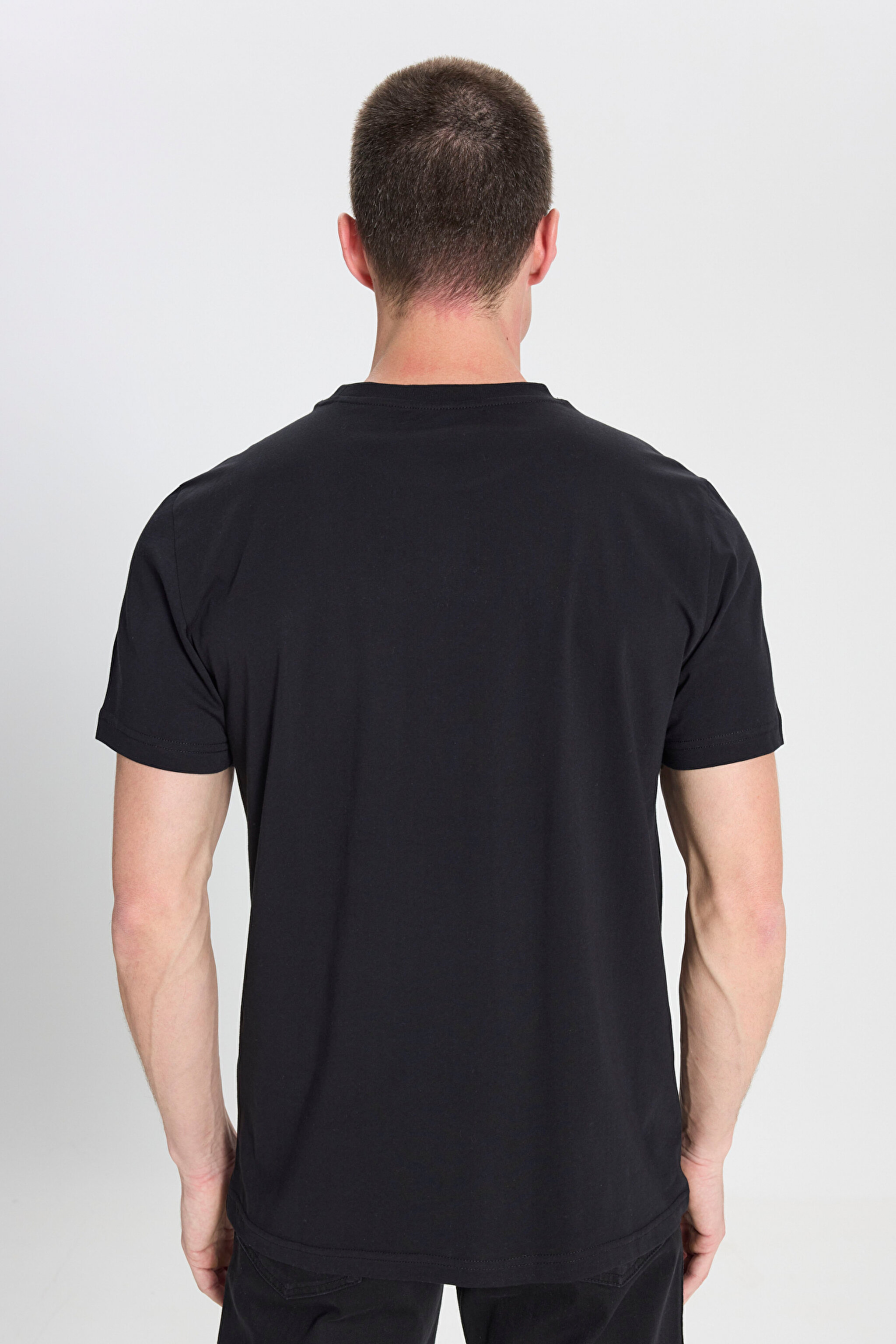 Regular Fit Normal Kesim Bisiklet Yaka Siyah Tişört - Black-W242773001 (görsel 6)
