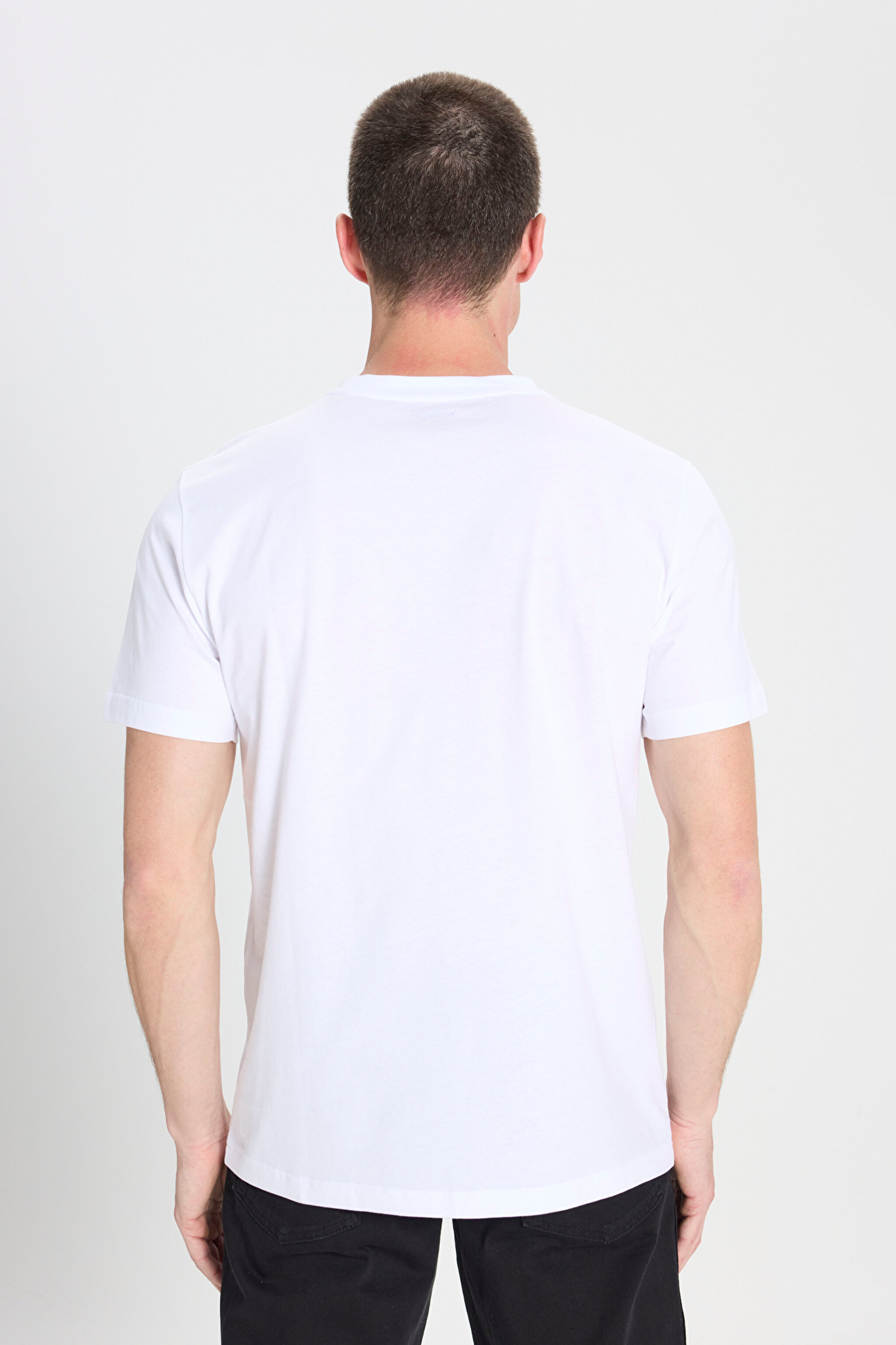 Regular Fit Normal Kesim Bisiklet Yaka Beyaz Tişört - White-W242773100 (görsel 5)