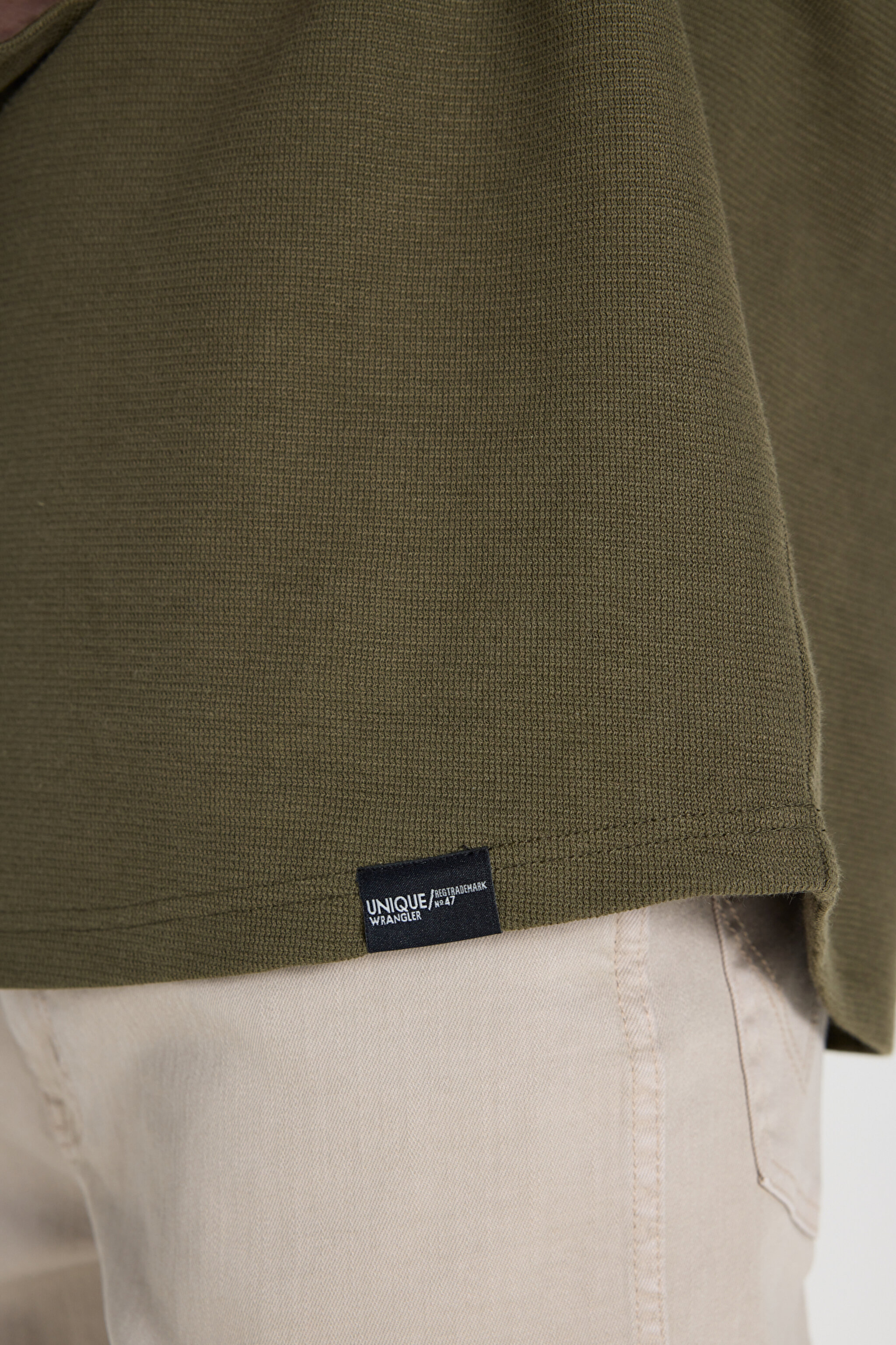 Regular Fit Normal Kesim Bisiklet Yaka Haki Tişört - Khaki-W242776801 (görsel 6)
