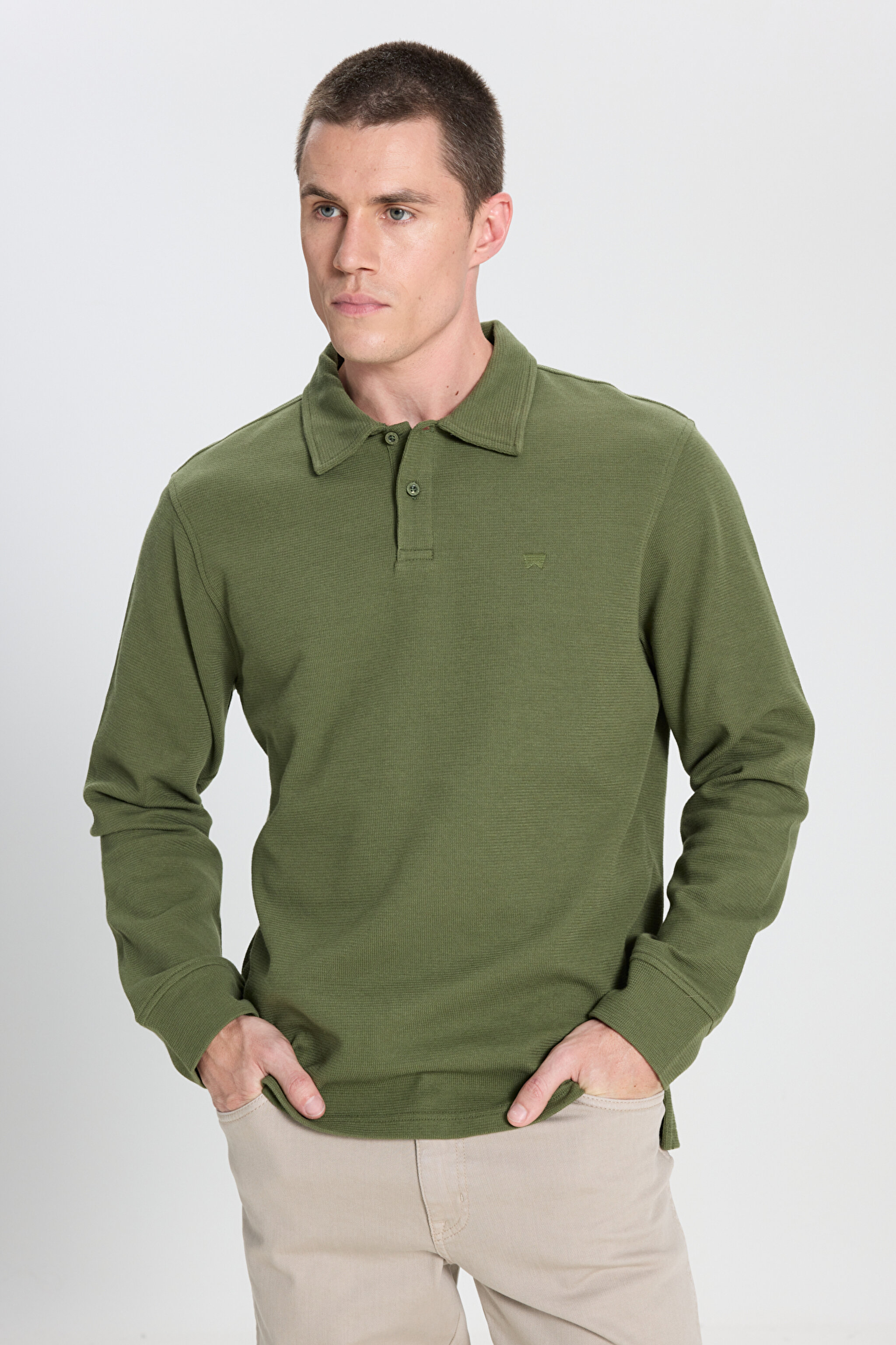 Regular Fit Normal Kesim Haki Polo Yaka Tişört