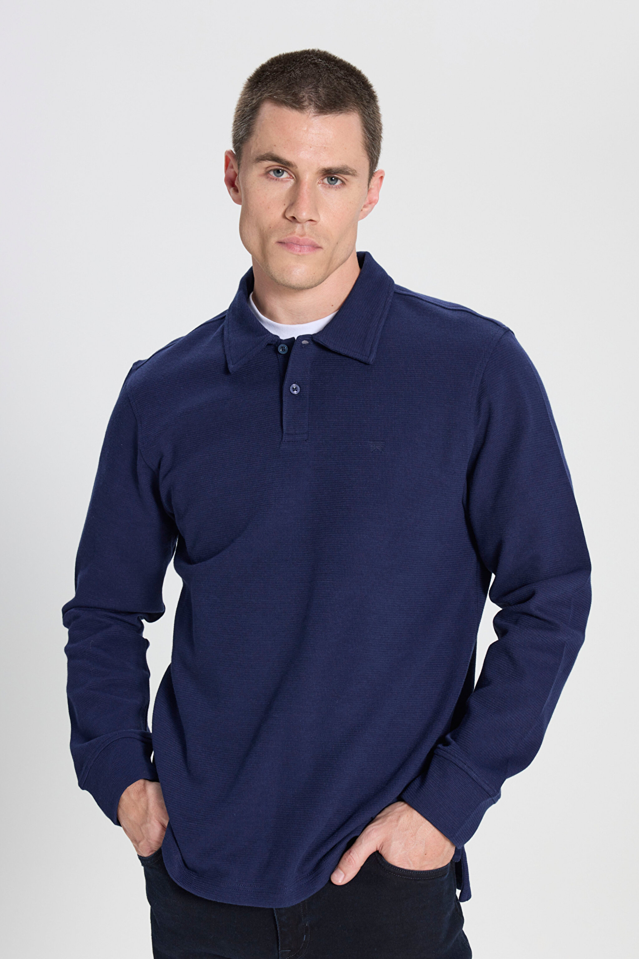 Regular Fit Normal Kesim Lacivert Polo Yaka Tişört - Navy-W242778410