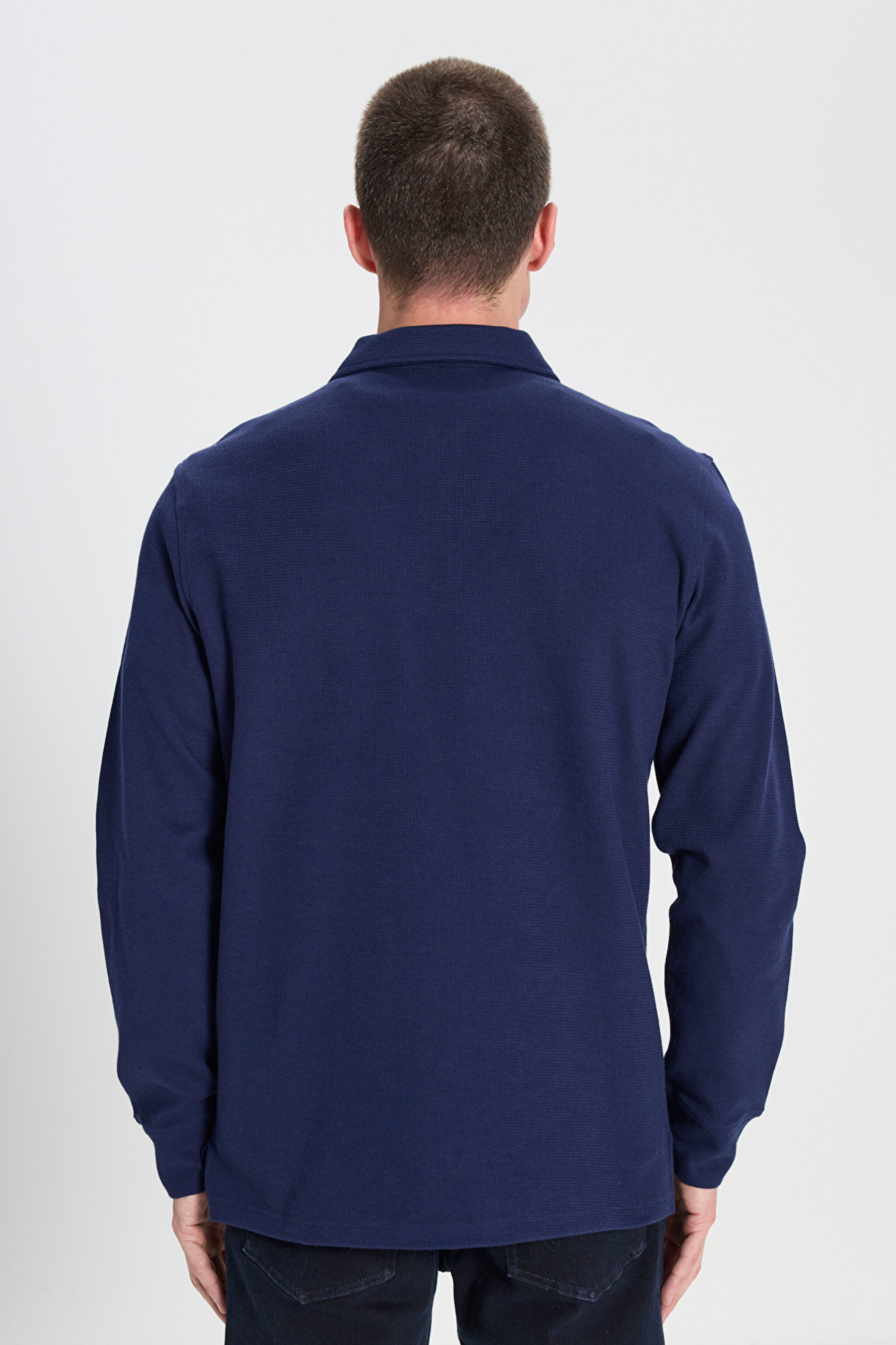 Regular Fit Normal Kesim Lacivert Polo Yaka Tişört - Navy-W242778410 (görsel 5)