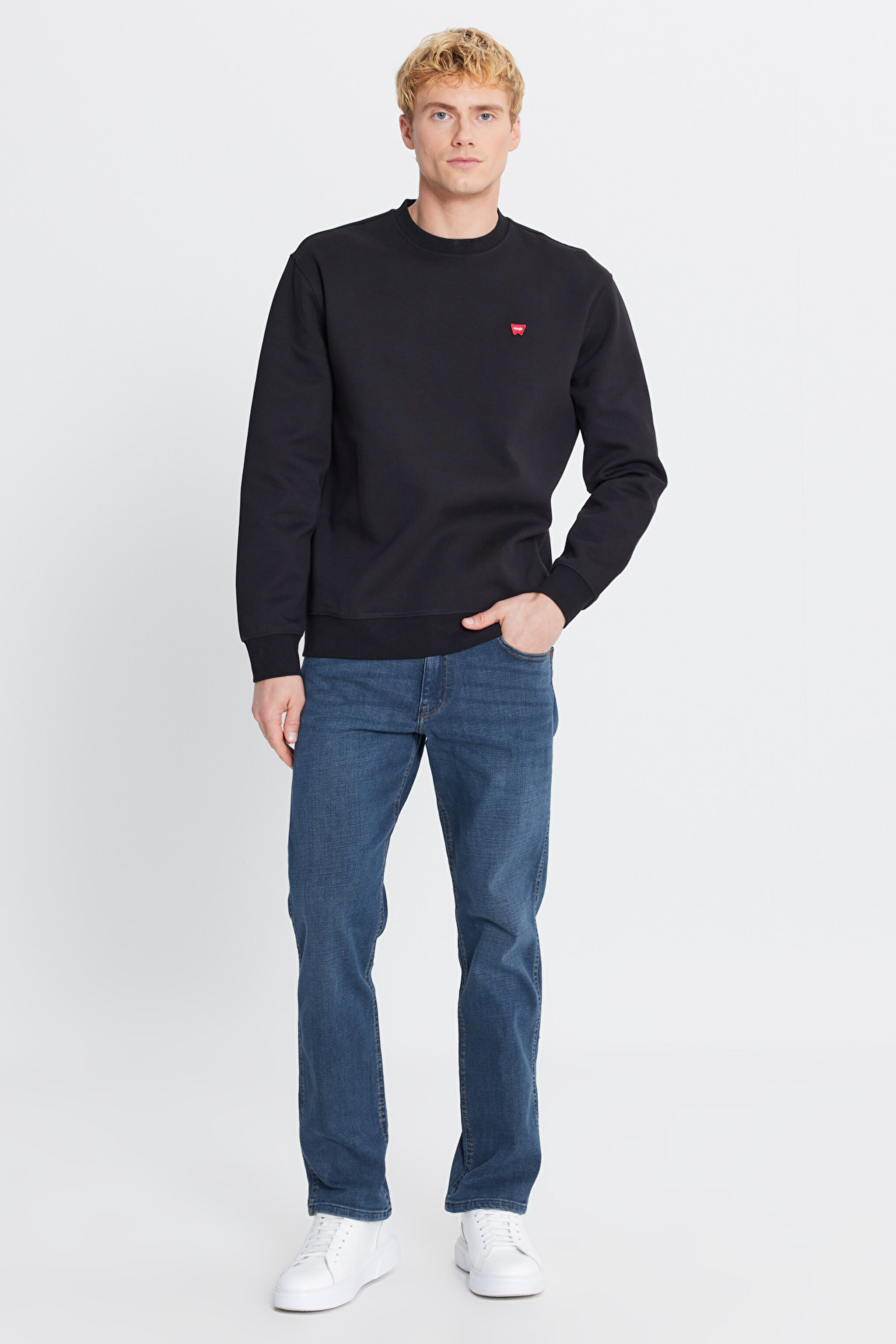 Regular Fit Normal Kesim Bisiklet Yaka Pamuklu Siyah  Sweatshirt - Black-W242792001 (görsel 2)