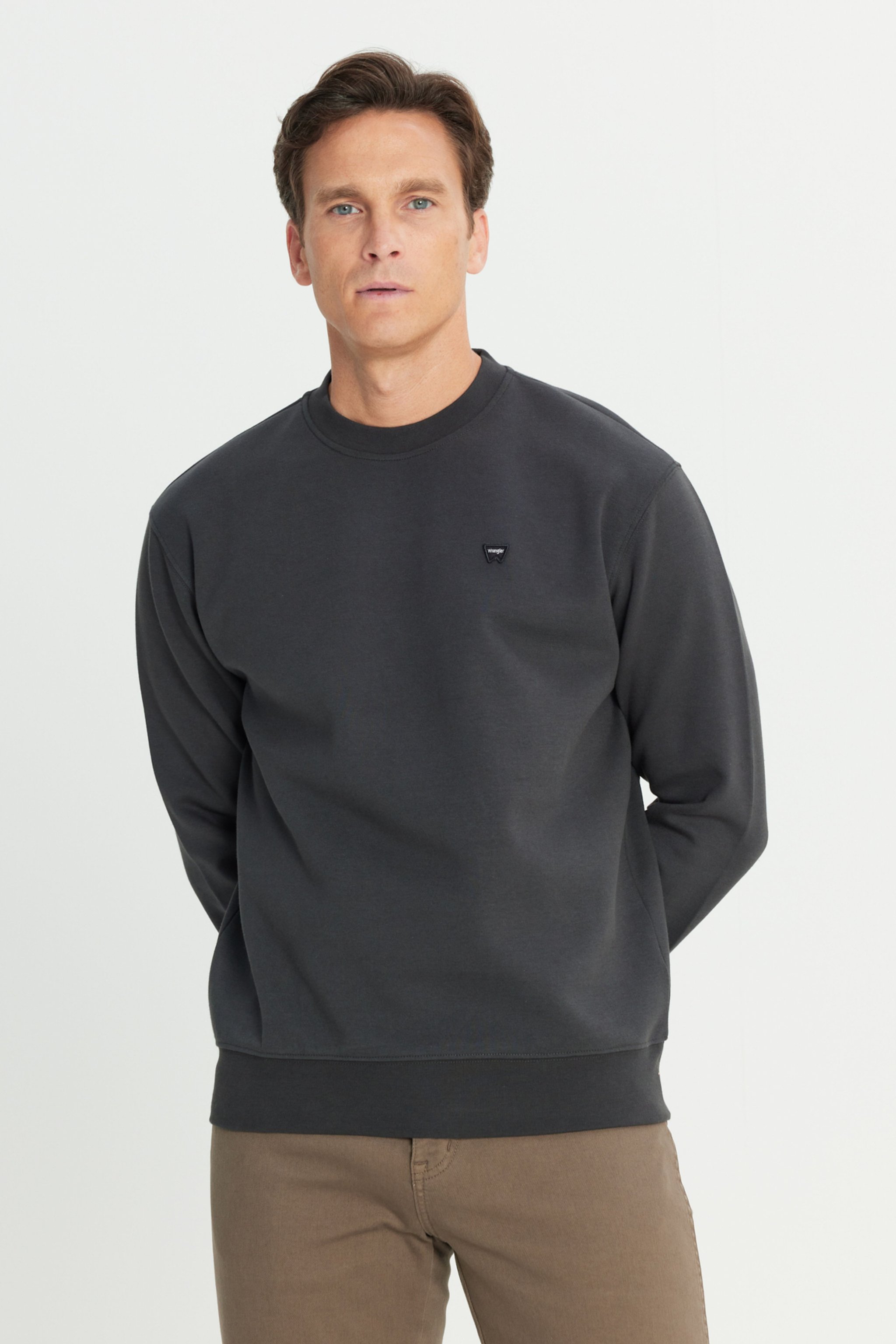 Regular Fit Normal Kesim Bisiklet Yaka Antrasit Sweatshirt - Faded Black-W24279233W (görsel 2)