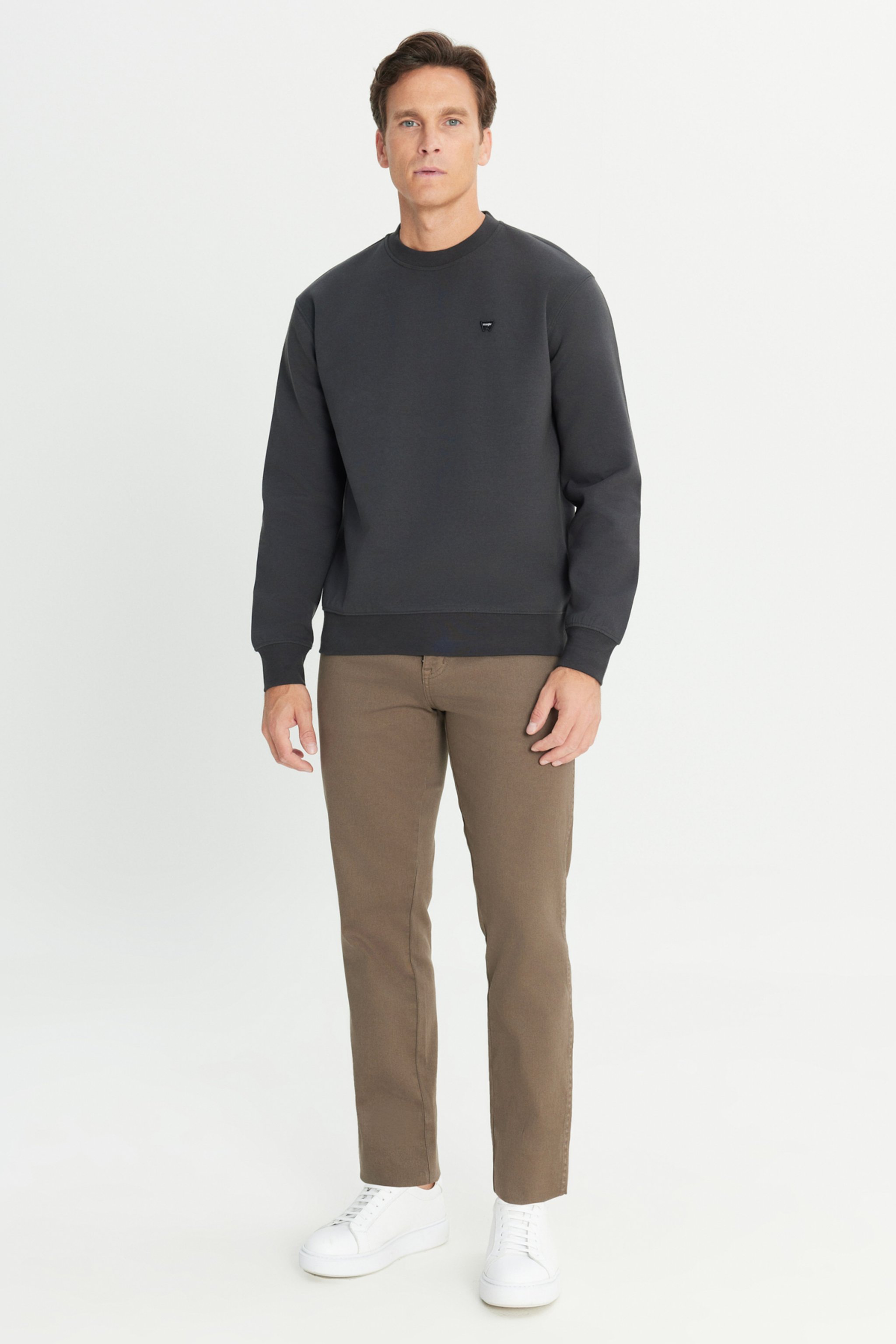 Regular Fit Normal Kesim Bisiklet Yaka Antrasit Sweatshirt - Faded Black-W24279233W (görsel 3)