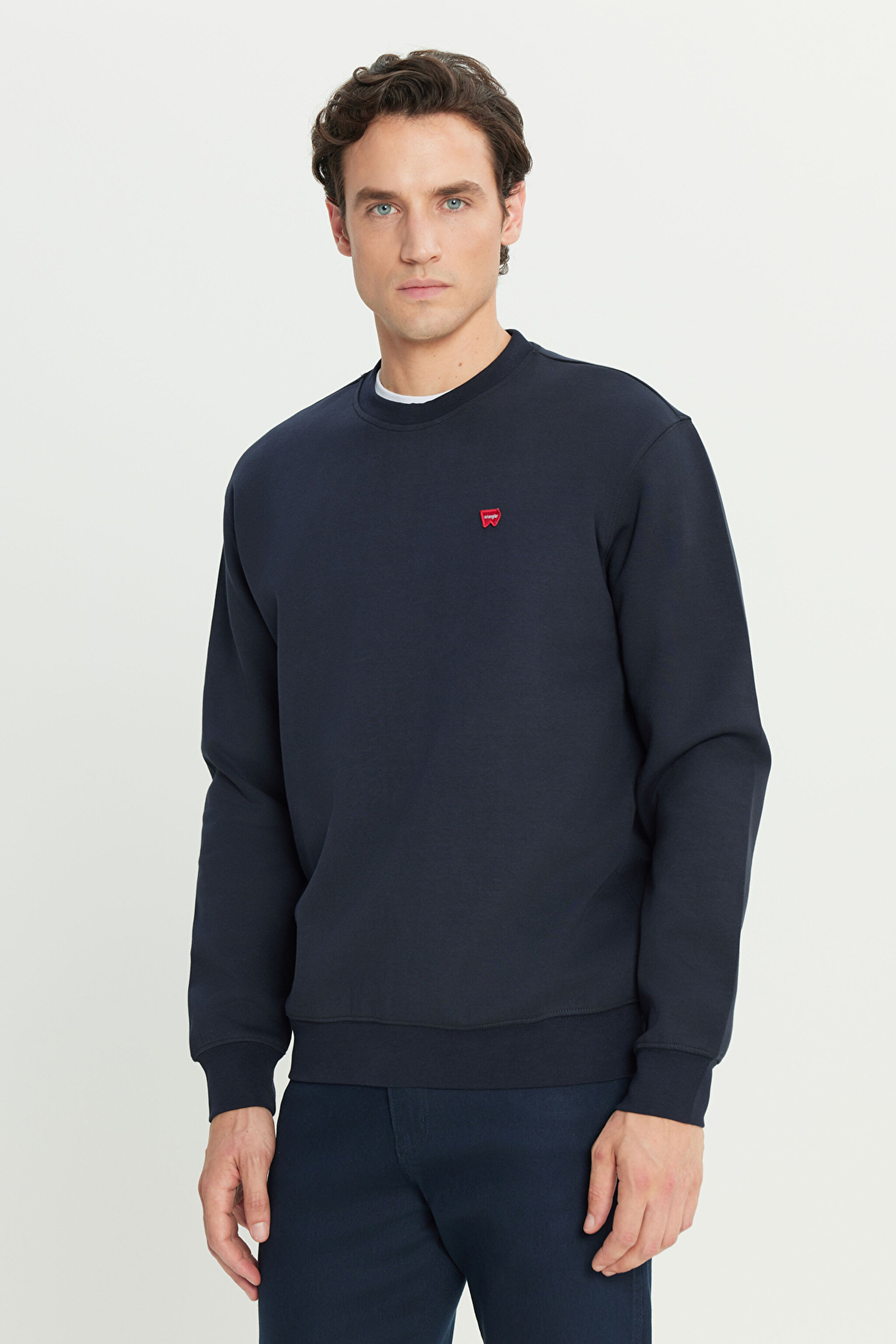 Regular Fit Normal Kesim Bisiklet Yaka Pamuklu Lacivert Sweatshirt