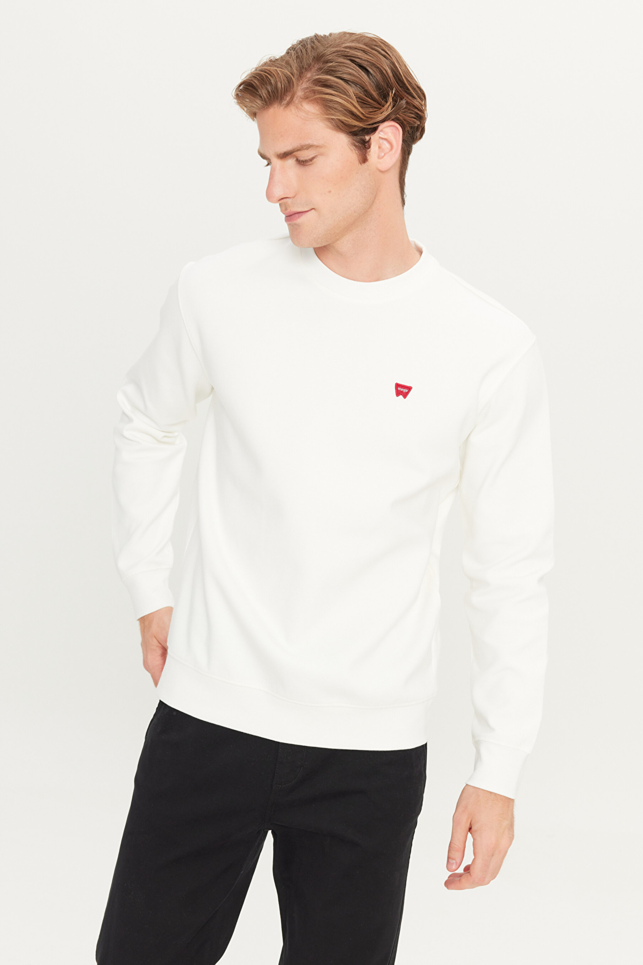 Regular Fit Normal Kesim Bisiklet Yaka Kırık Beyaz Sweatshirt - Worn White-W242792W02 (görsel 3)
