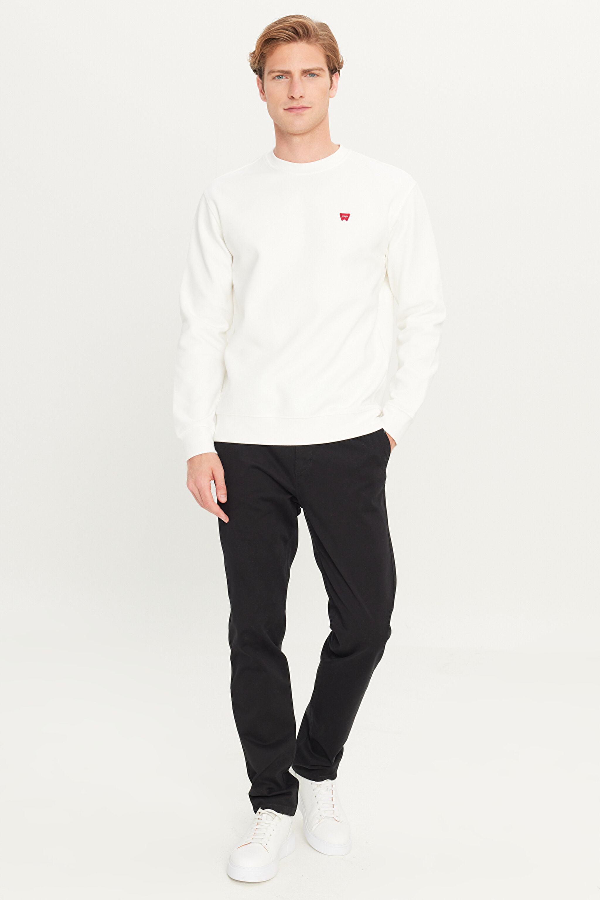 Regular Fit Normal Kesim Bisiklet Yaka Kırık Beyaz Sweatshirt - Worn White-W242792W02 (görsel 4)